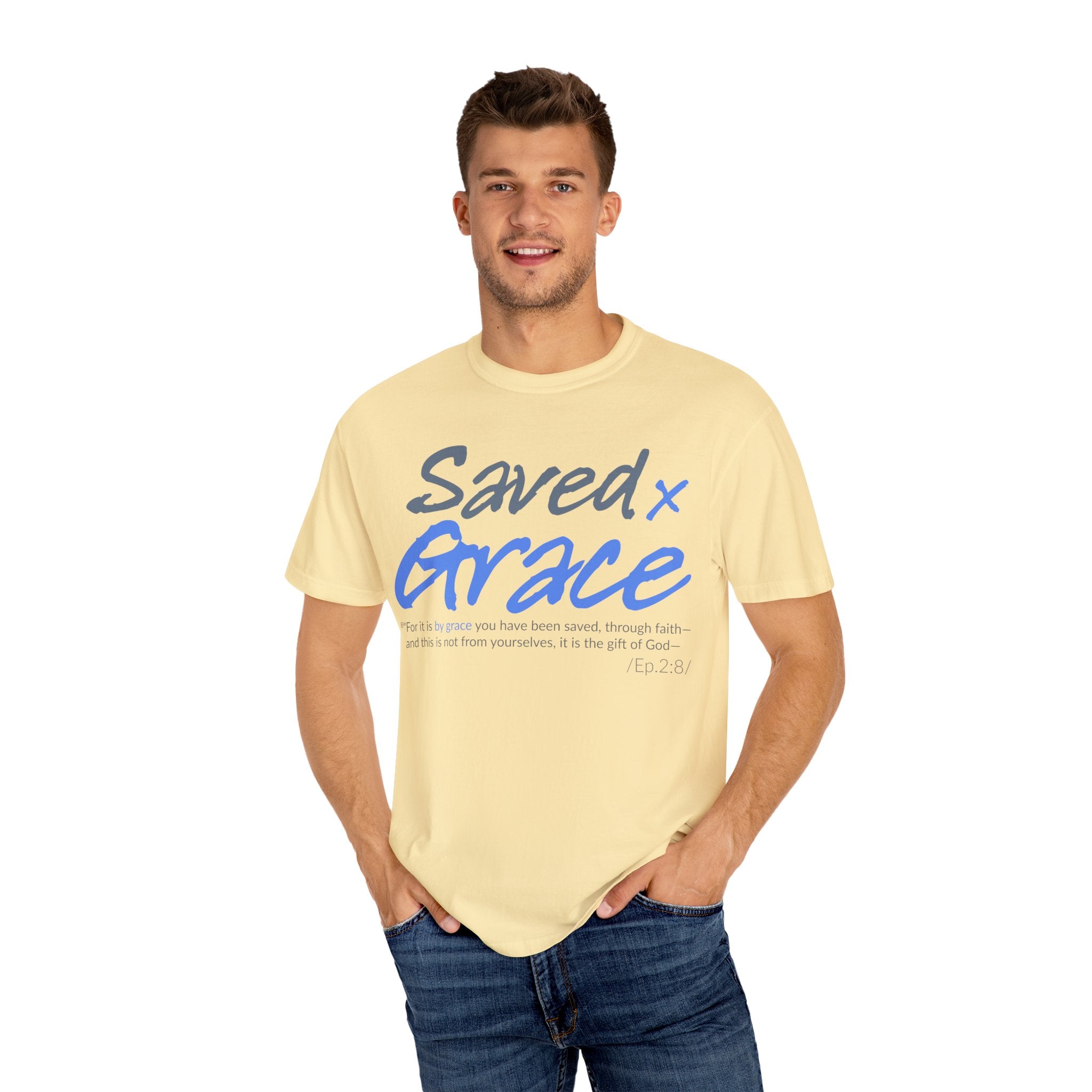 SAVED x GRACE Faithware Collection Unisex T-shirt | (Ephesians 2:8)