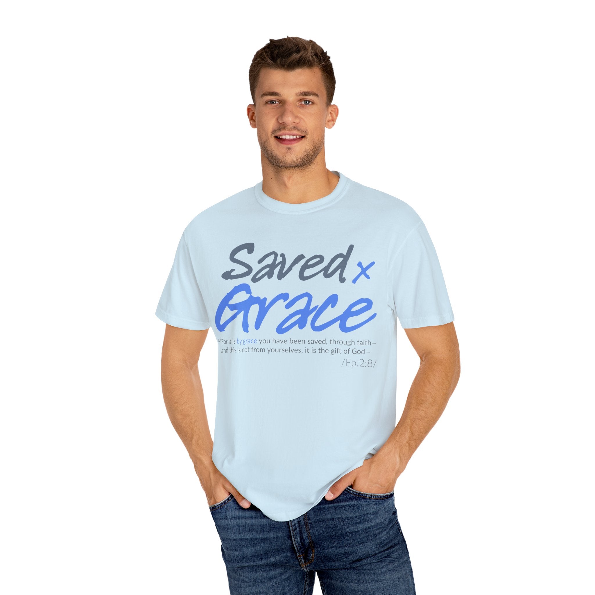 SAVED x GRACE Faithware Collection Unisex T-shirt | (Ephesians 2:8)