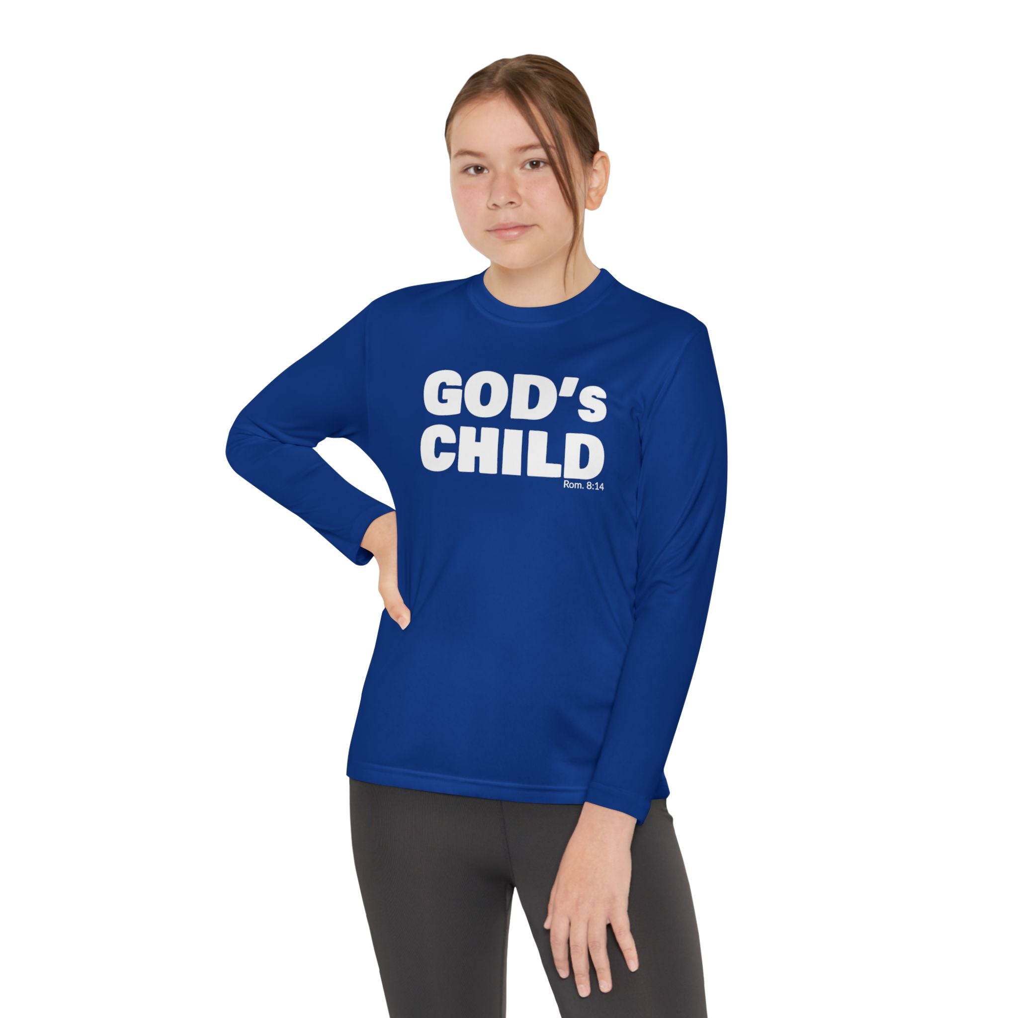 GOD'S CHILD! Collection Youth Long Sleeve Tee | (Romans 8:14)