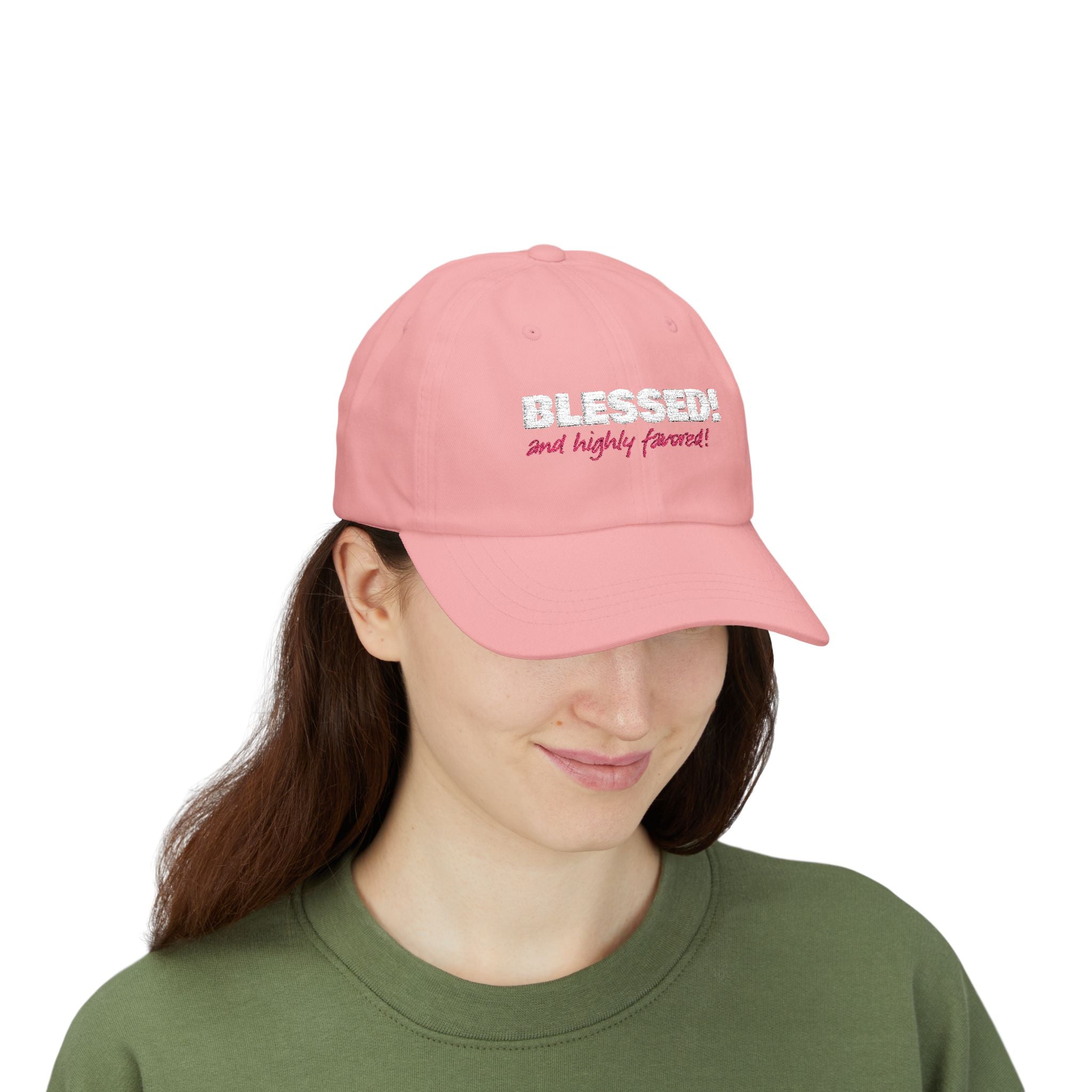 BLESSED! and Highly Favored! Collection Christian Cap for Women | Faith-Based Hat | Luke 1:28 Scripture Hat | Inspirational Women's Headwear