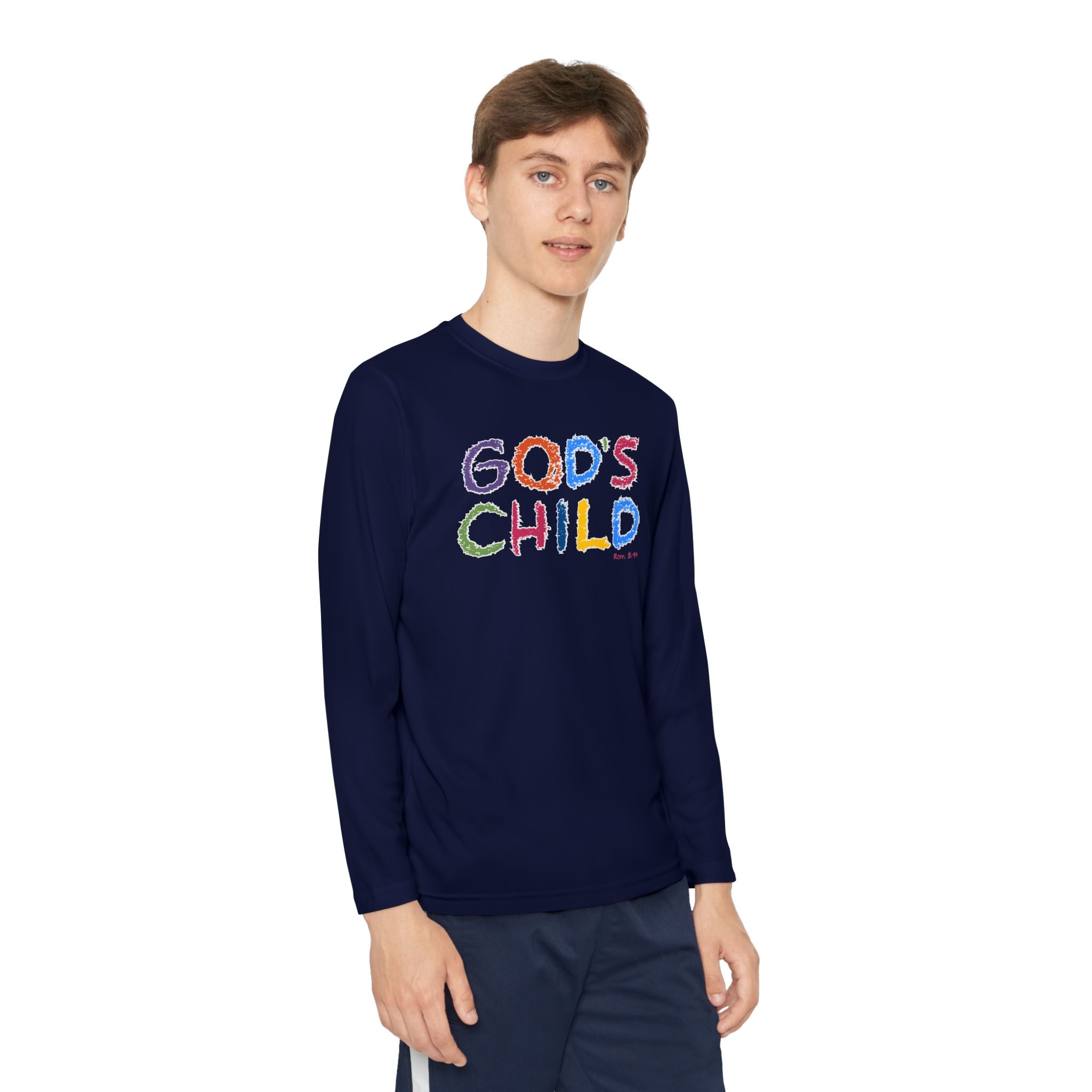 GOD'S CHILD! Collection | Youth Long Sleeve Tee | (Romans 8:14) - Pastel