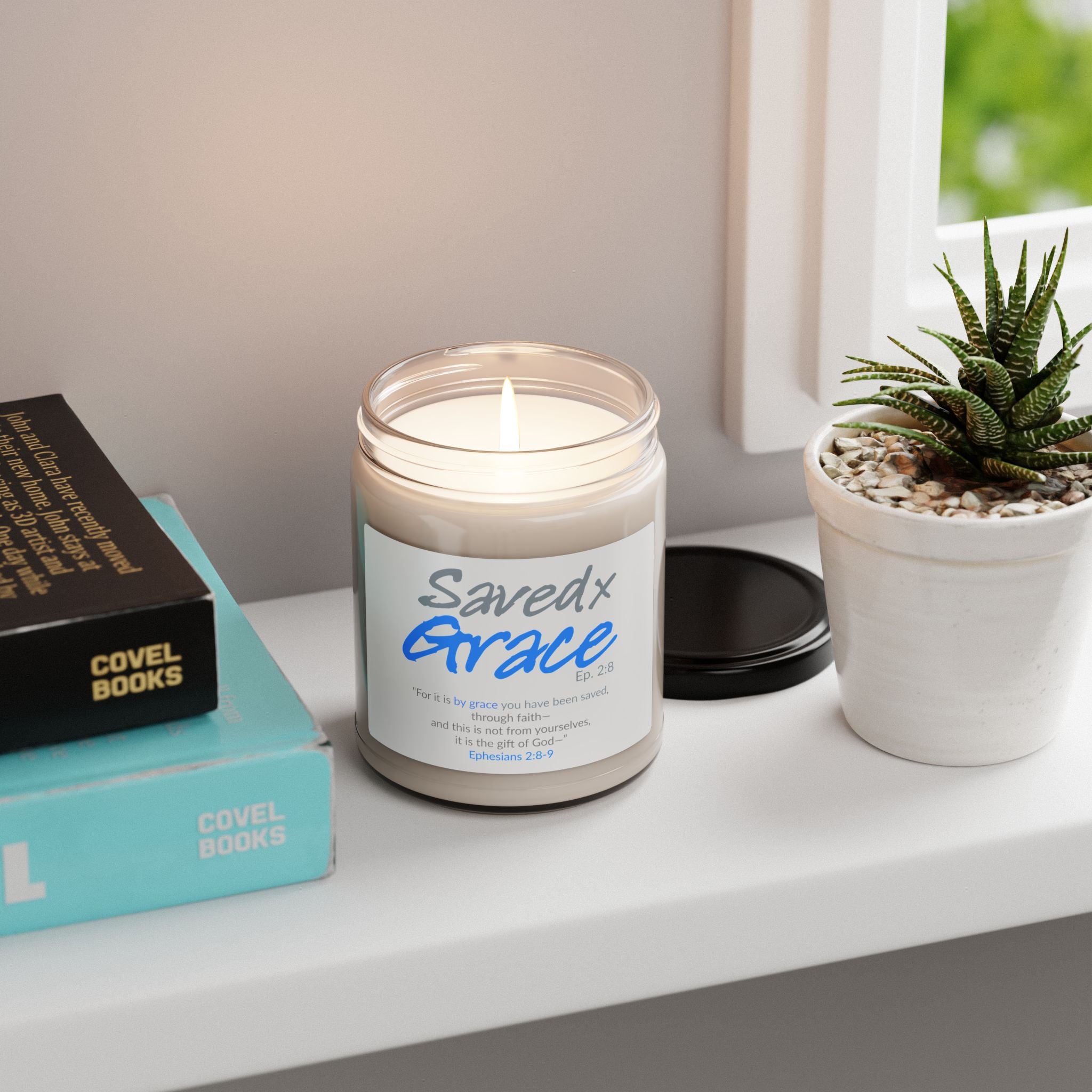SAVED X GRACE | Faithware Collection Scented Soy Candle- 9oz | (Ephesians 2:8-9) - Perfect for Mindfulness and Prayer