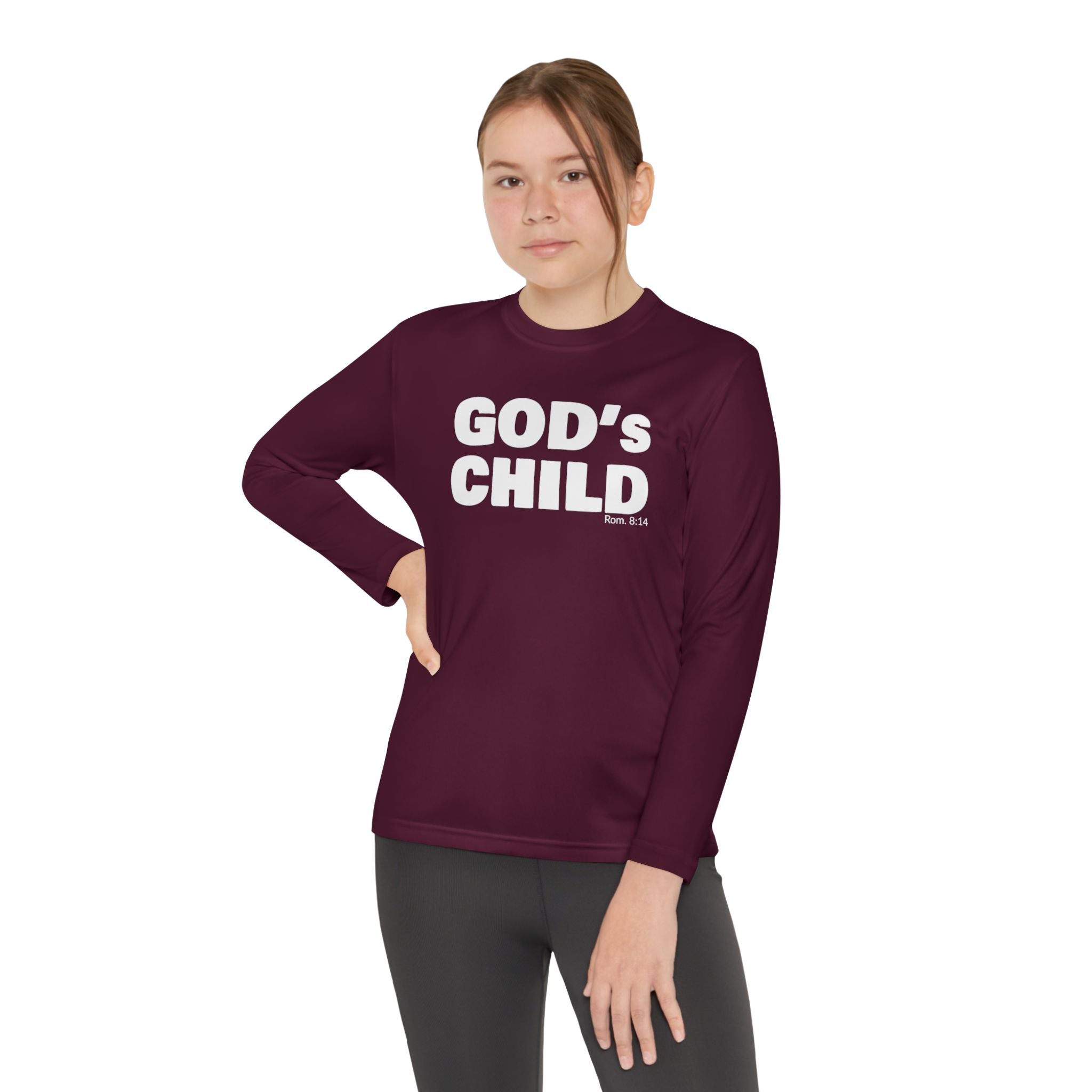 GOD'S CHILD! Collection Youth Long Sleeve Tee | (Romans 8:14)