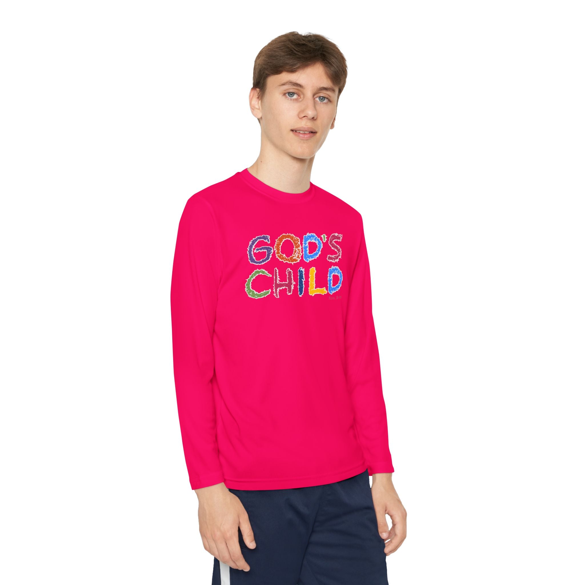 GOD'S CHILD! Collection | Youth Long Sleeve Tee | (Romans 8:14) - Pastel