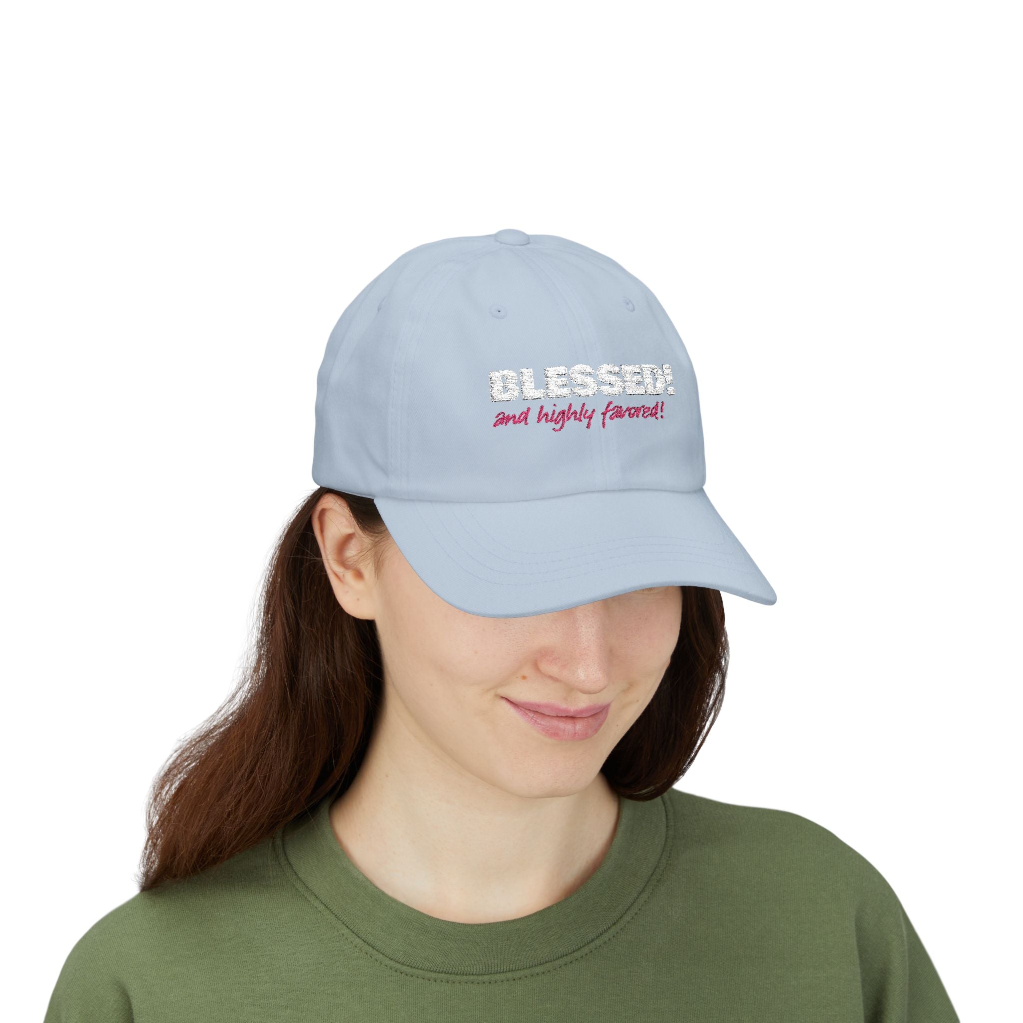 BLESSED! and Highly Favored! Collection Christian Cap for Women | Faith-Based Hat | Luke 1:28 Scripture Hat | Inspirational Women's Headwear