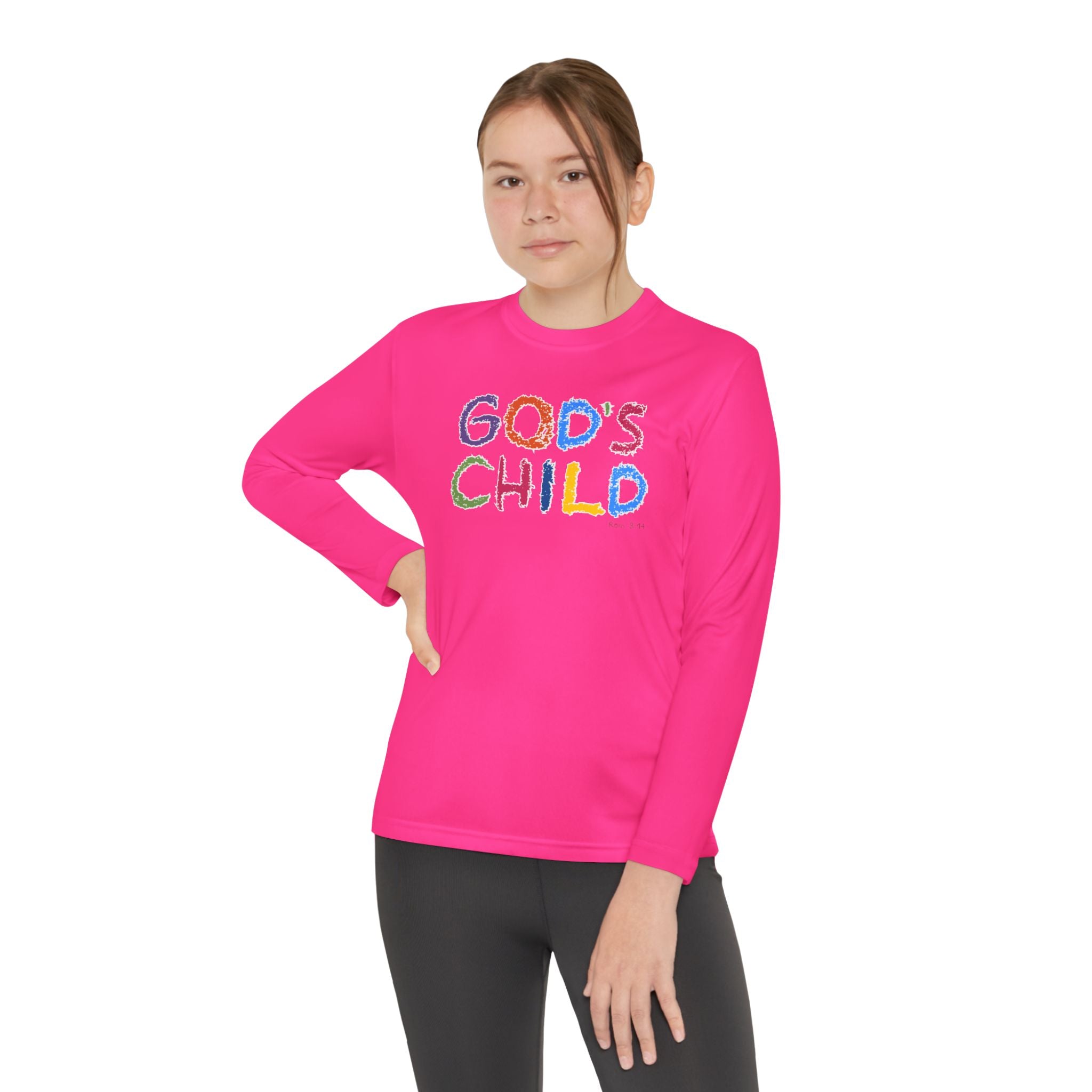 GOD'S CHILD! Collection | Youth Long Sleeve Tee | (Romans 8:14) - Pastel