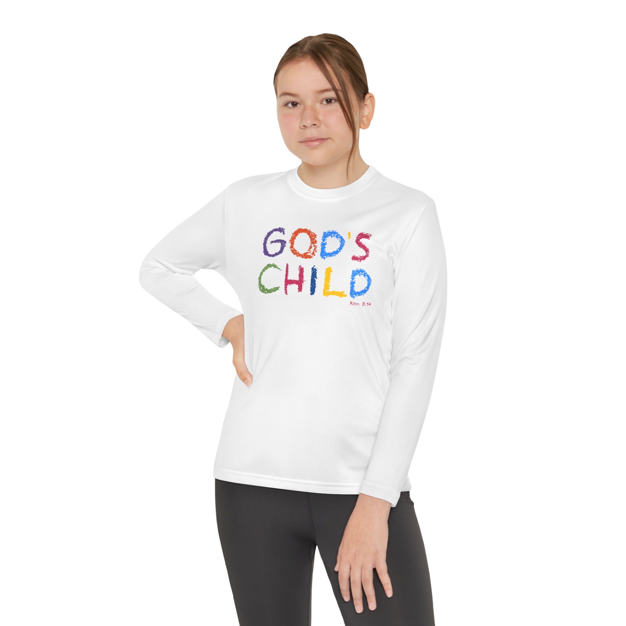 GOD'S CHILD! Collection | Youth Long Sleeve Tee | (Romans 8:14) - Pastel