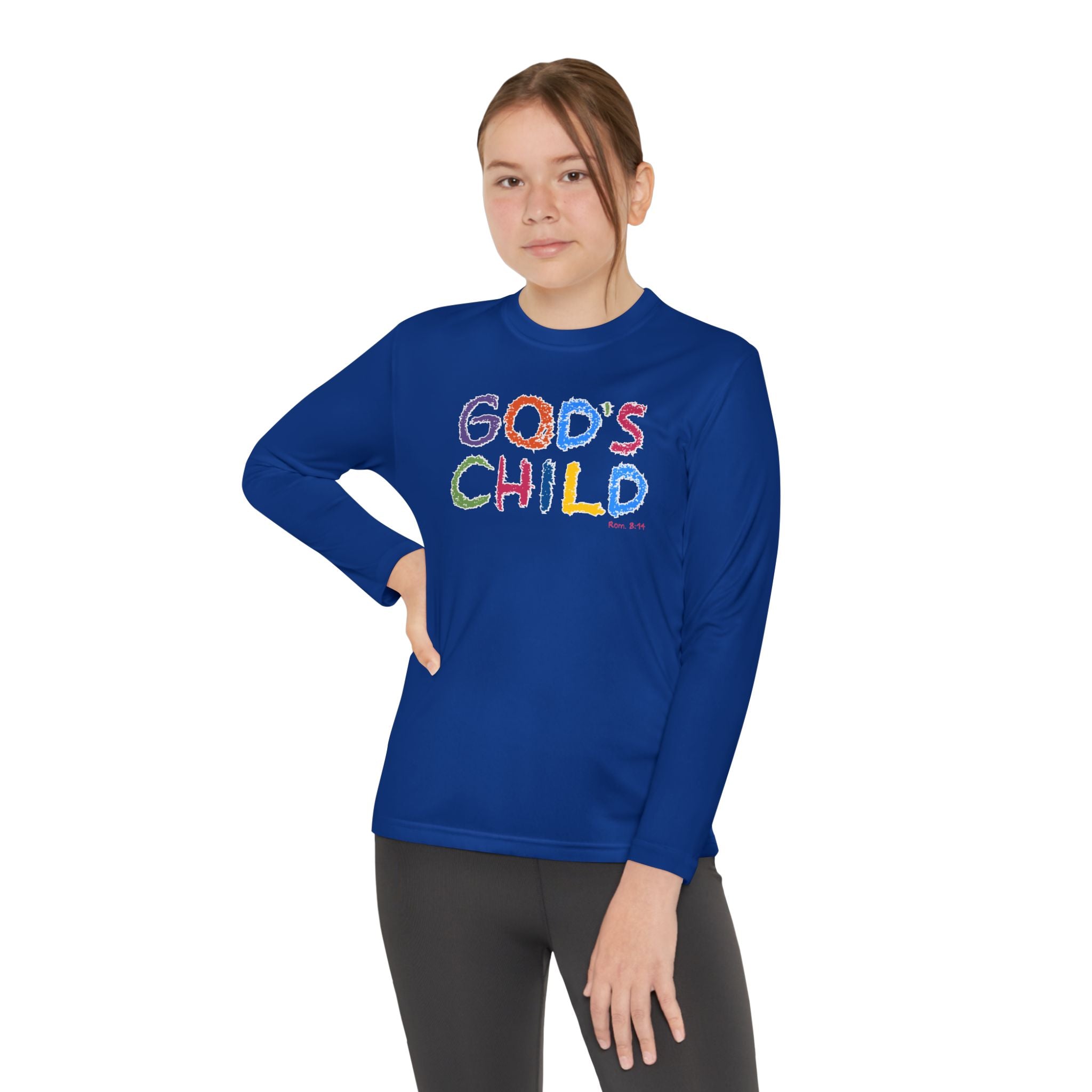 GOD'S CHILD! Collection | Youth Long Sleeve Tee | (Romans 8:14) - Pastel
