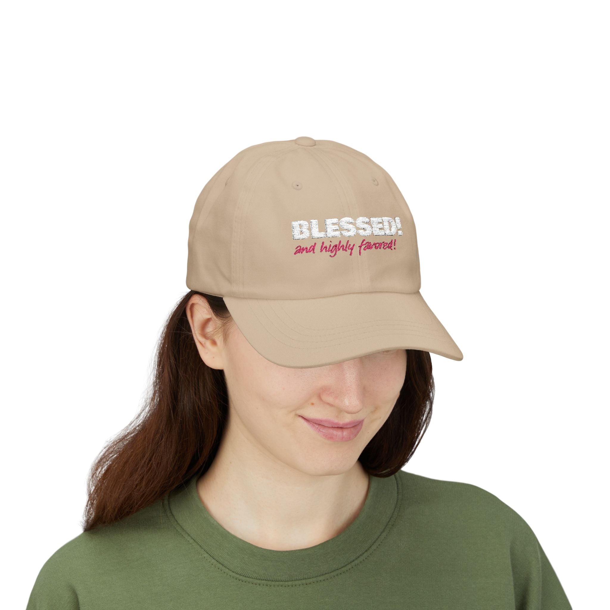 BLESSED! and Highly Favored! Collection Christian Cap for Women | Faith-Based Hat | Luke 1:28 Scripture Hat | Inspirational Women's Headwear