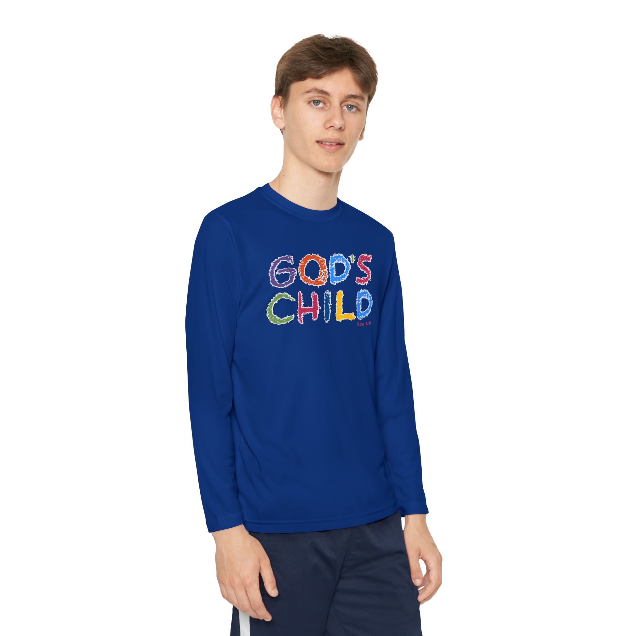 GOD'S CHILD! Collection | Youth Long Sleeve Tee | (Romans 8:14) - Pastel