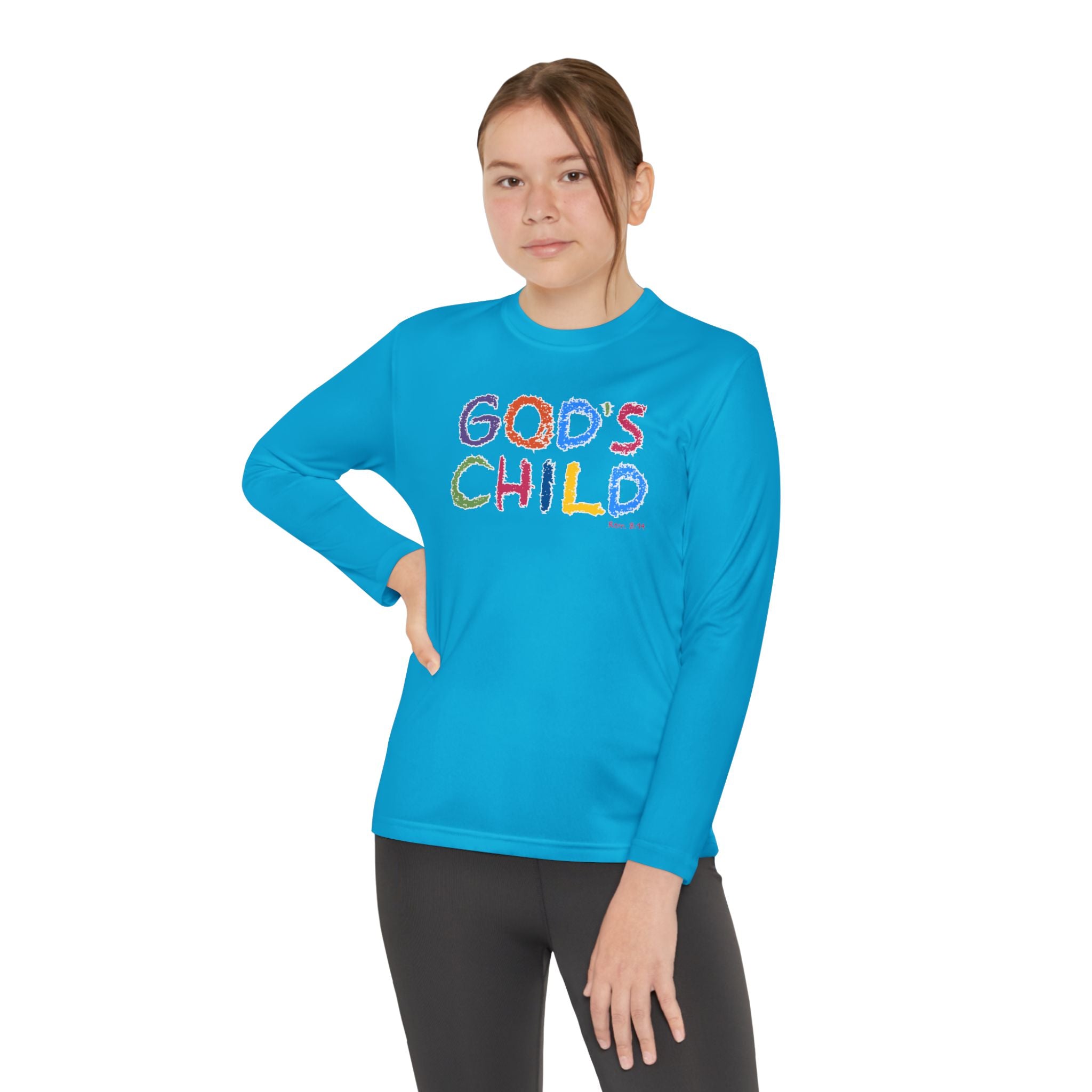 GOD'S CHILD! Collection | Youth Long Sleeve Tee | (Romans 8:14) - Pastel