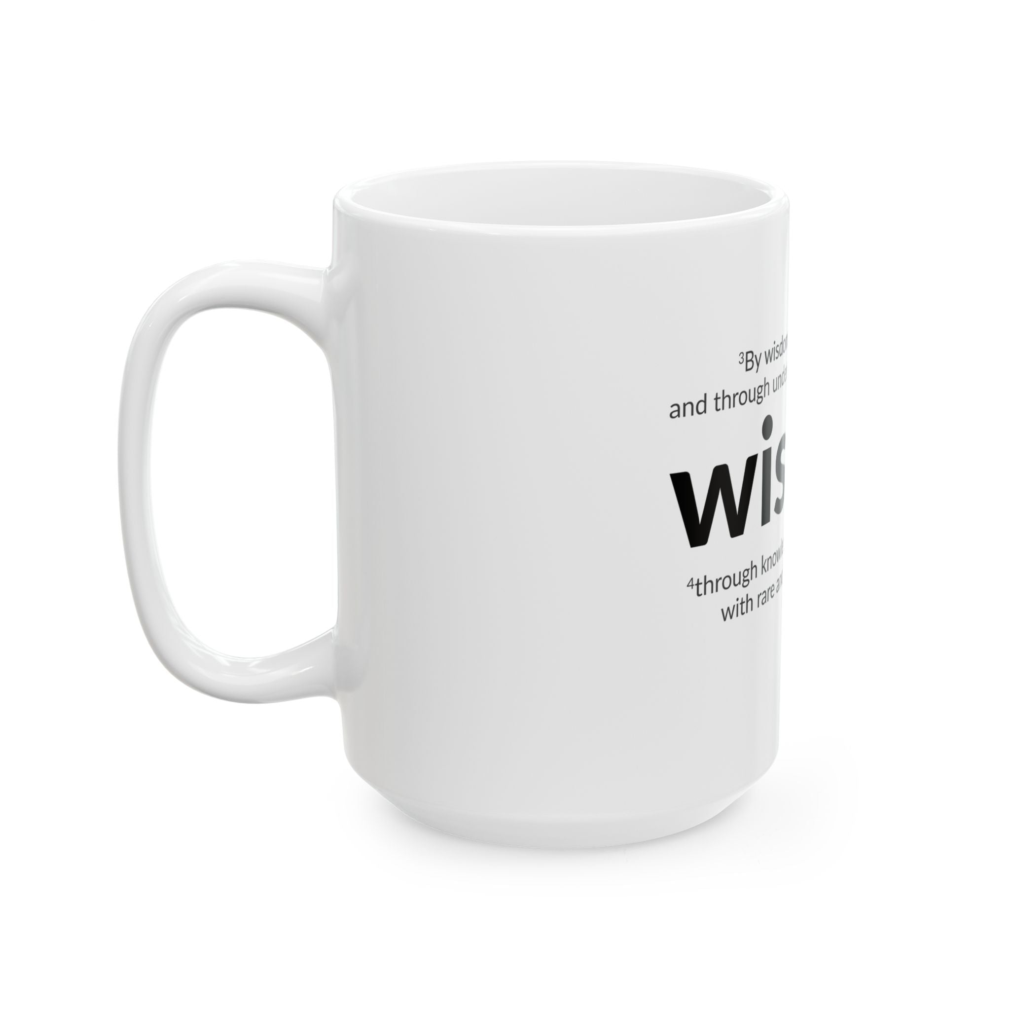 WISDOM | Faithware Collection – Ceramic Mug | Proverbs 24:3- (white)