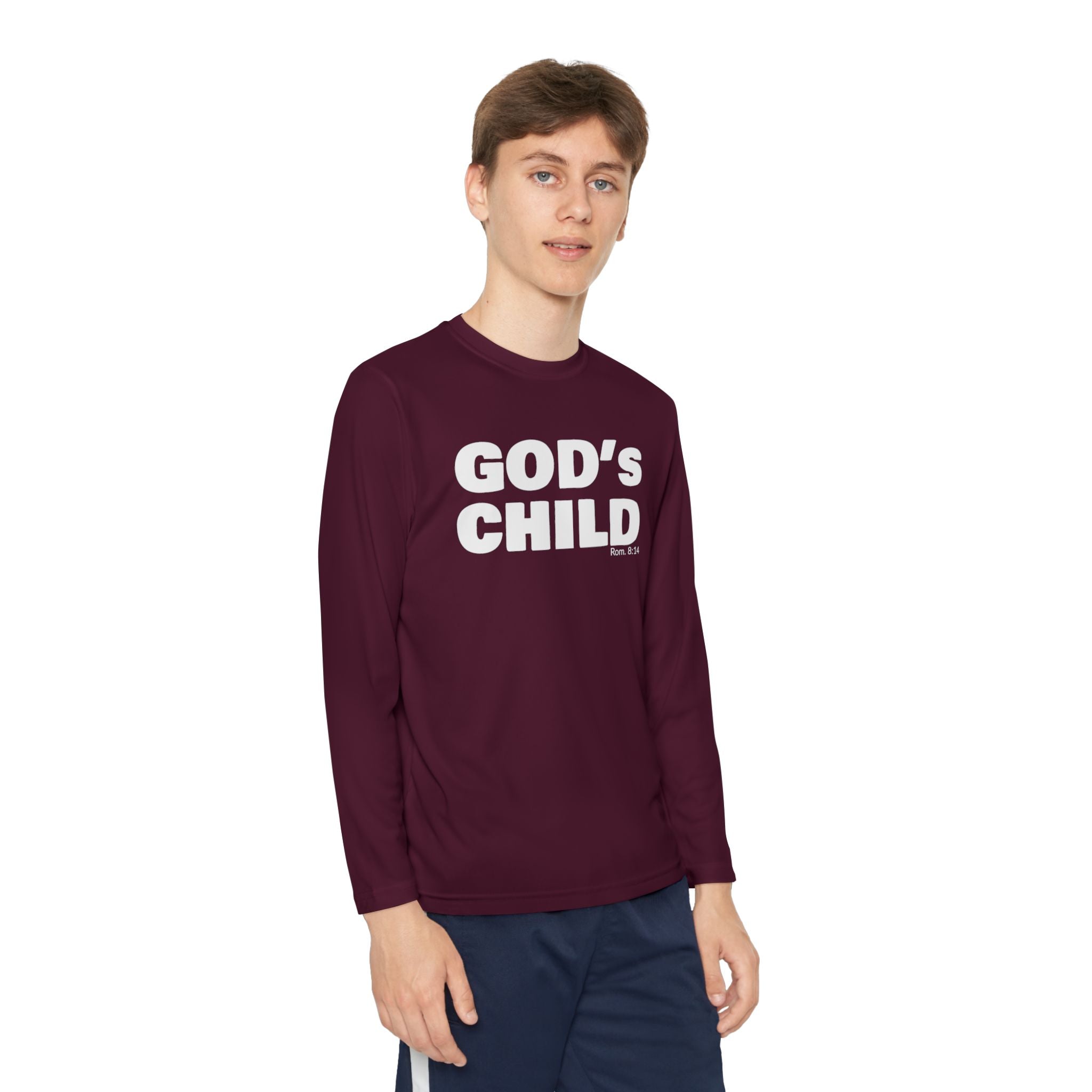 GOD'S CHILD! Collection Youth Long Sleeve Tee | (Romans 8:14)