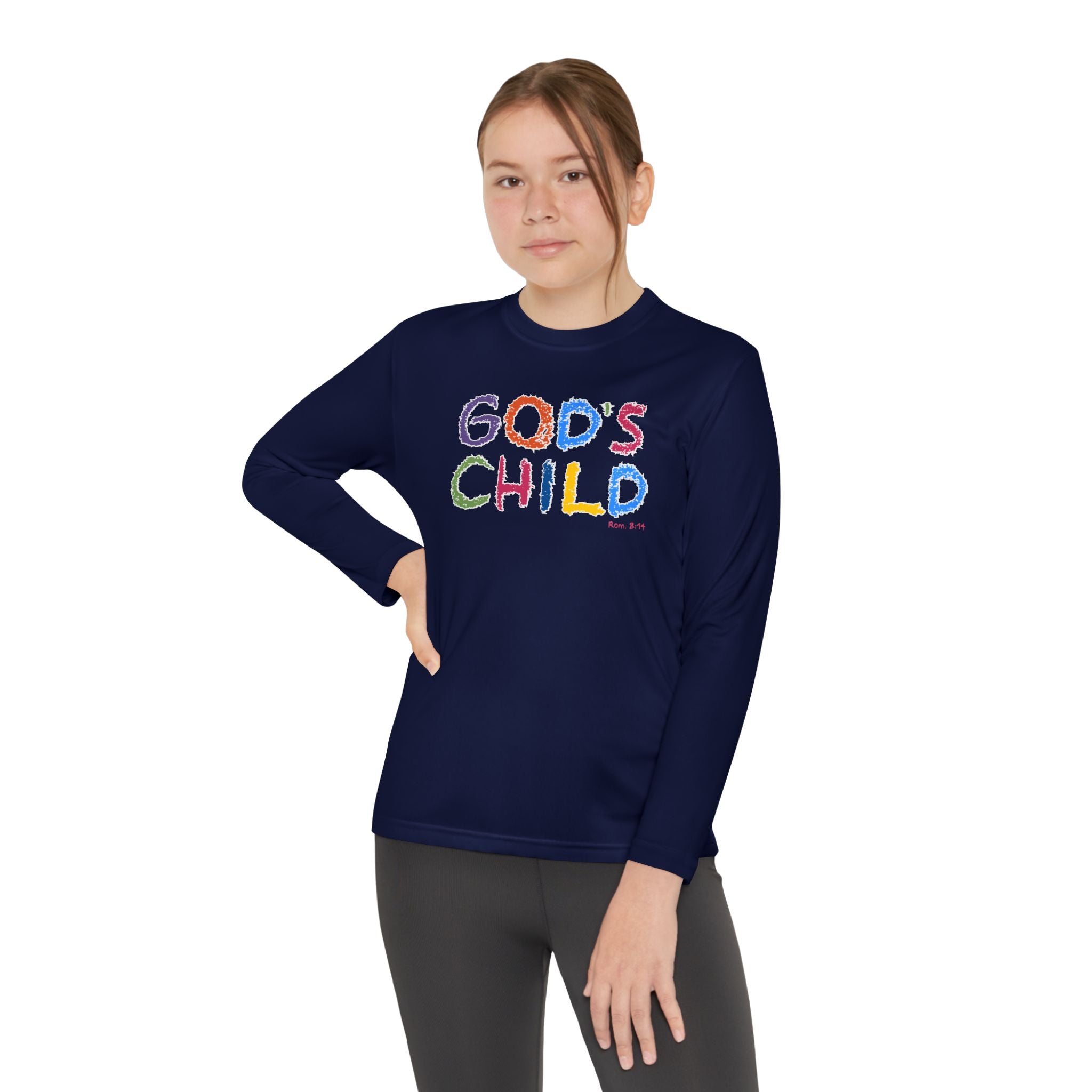 GOD'S CHILD! Collection | Youth Long Sleeve Tee | (Romans 8:14) - Pastel