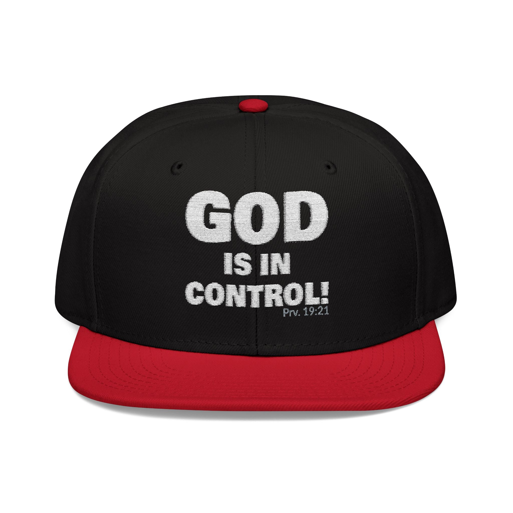 GOD IS IN CONTROL! | Embroidered Snapback Cap - (Proverbs 19:21)