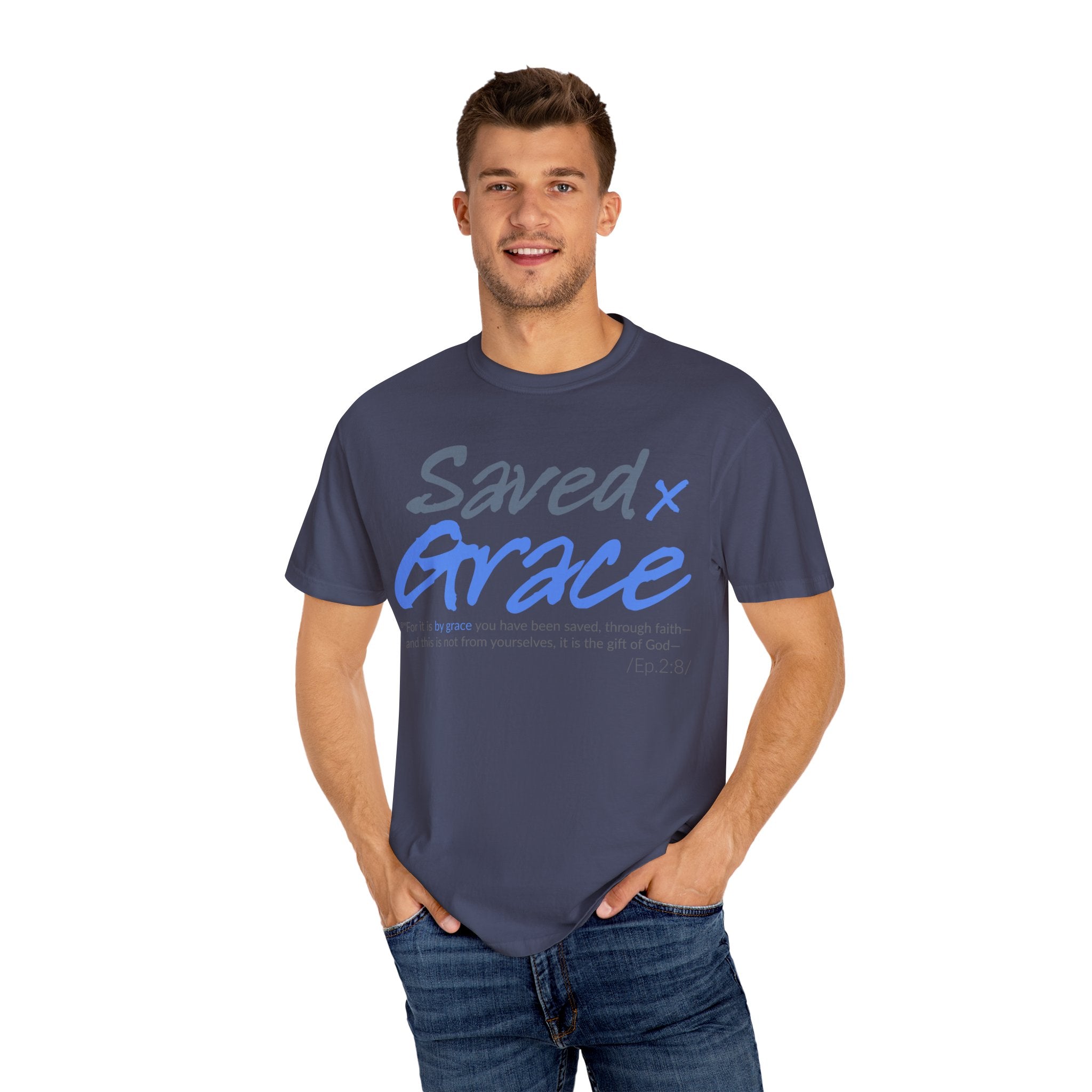 SAVED x GRACE Faithware Collection Unisex T-shirt | (Ephesians 2:8)