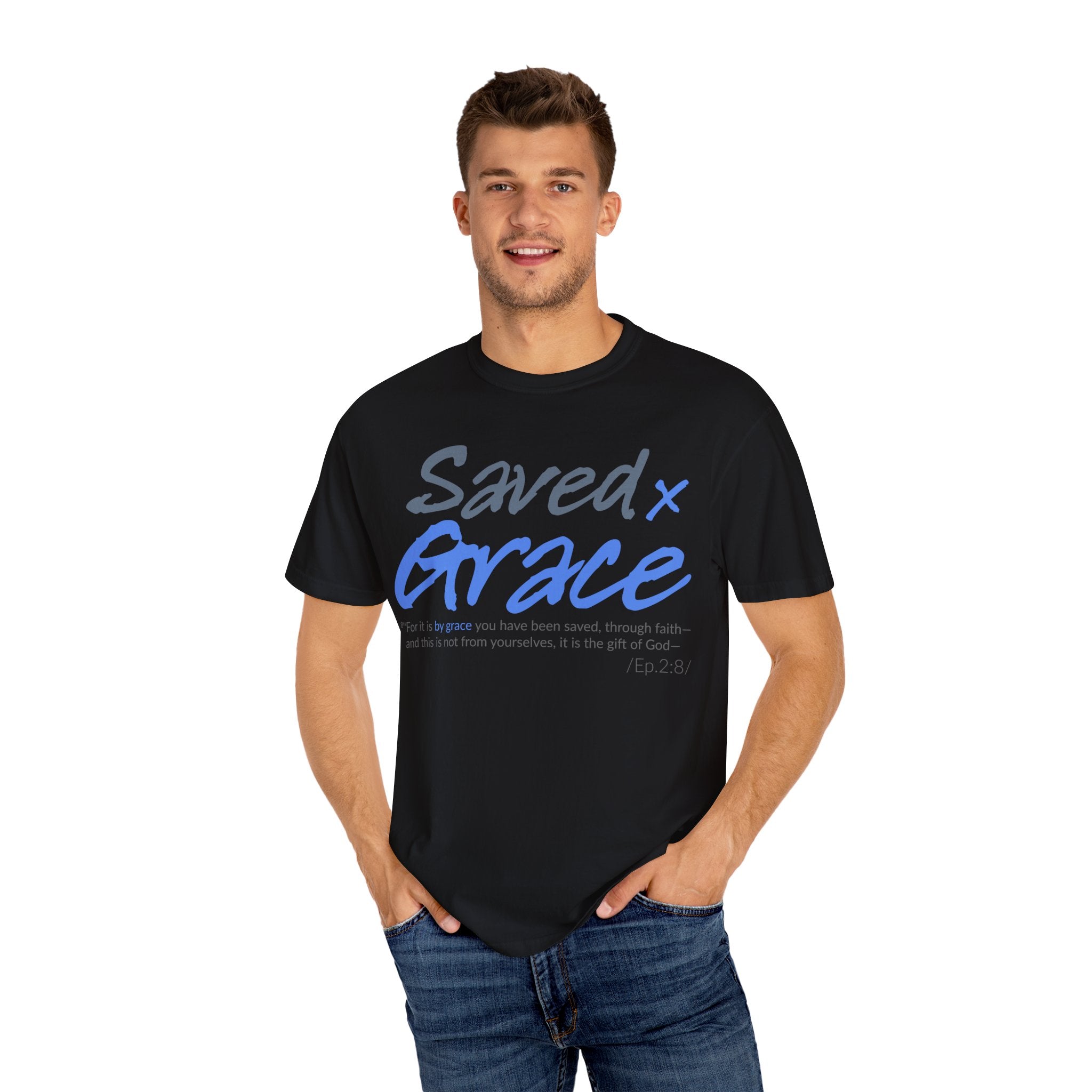 SAVED x GRACE Faithware Collection Unisex T-shirt | (Ephesians 2:8)