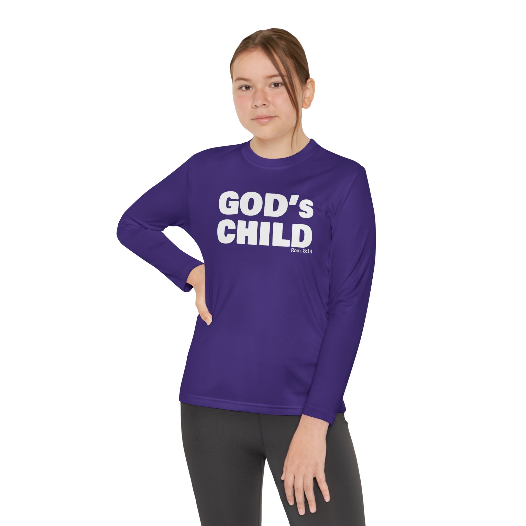 GOD'S CHILD! Collection Youth Long Sleeve Tee | (Romans 8:14)