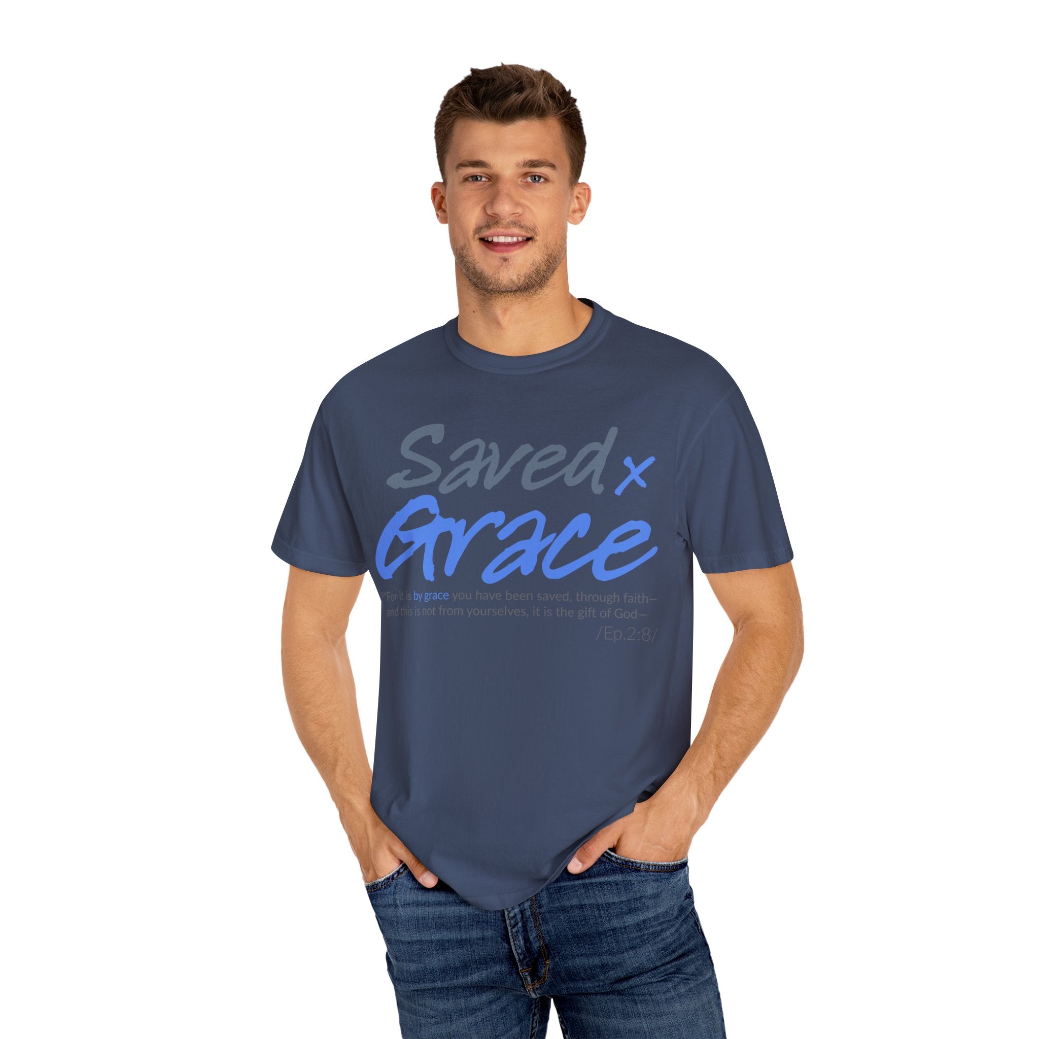 SAVED x GRACE Faithware Collection Unisex T-shirt | (Ephesians 2:8)
