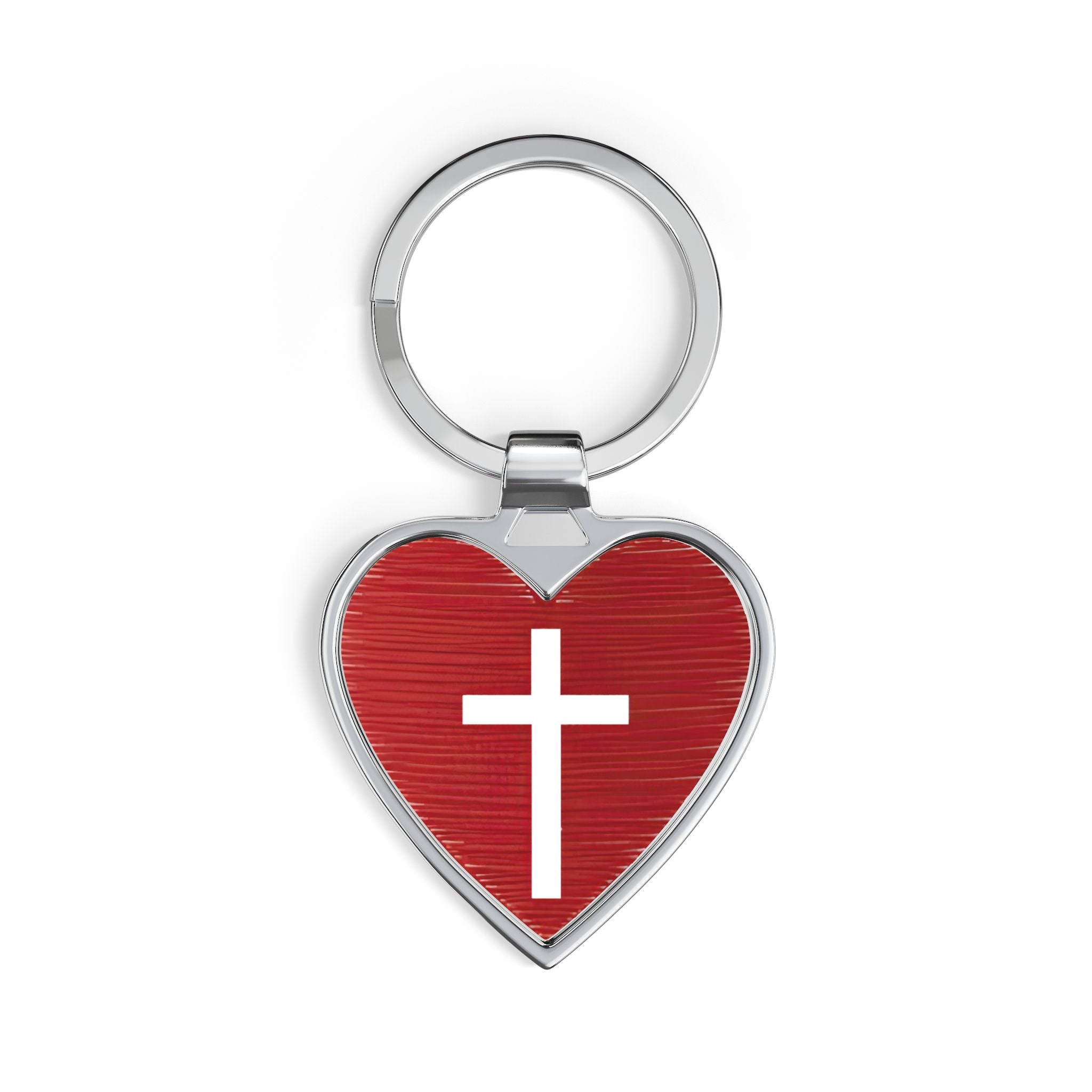 God's Love Keychain - Heart with Cross | Red Christian Religious Gift for Women & Men