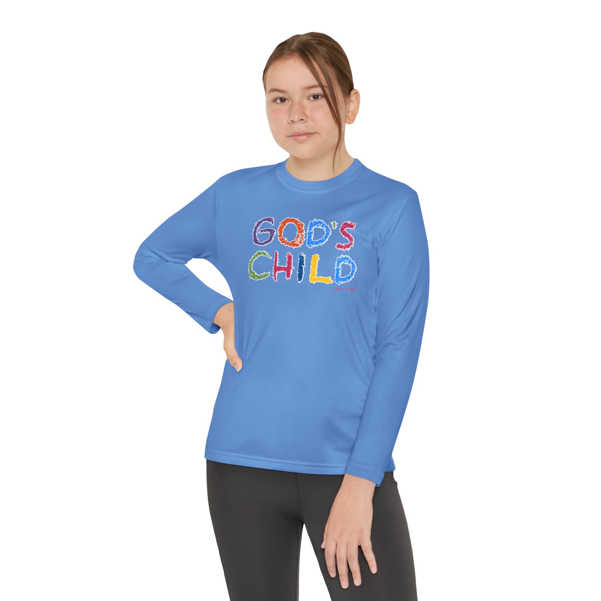 GOD'S CHILD! Collection | Youth Long Sleeve Tee | (Romans 8:14) - Pastel