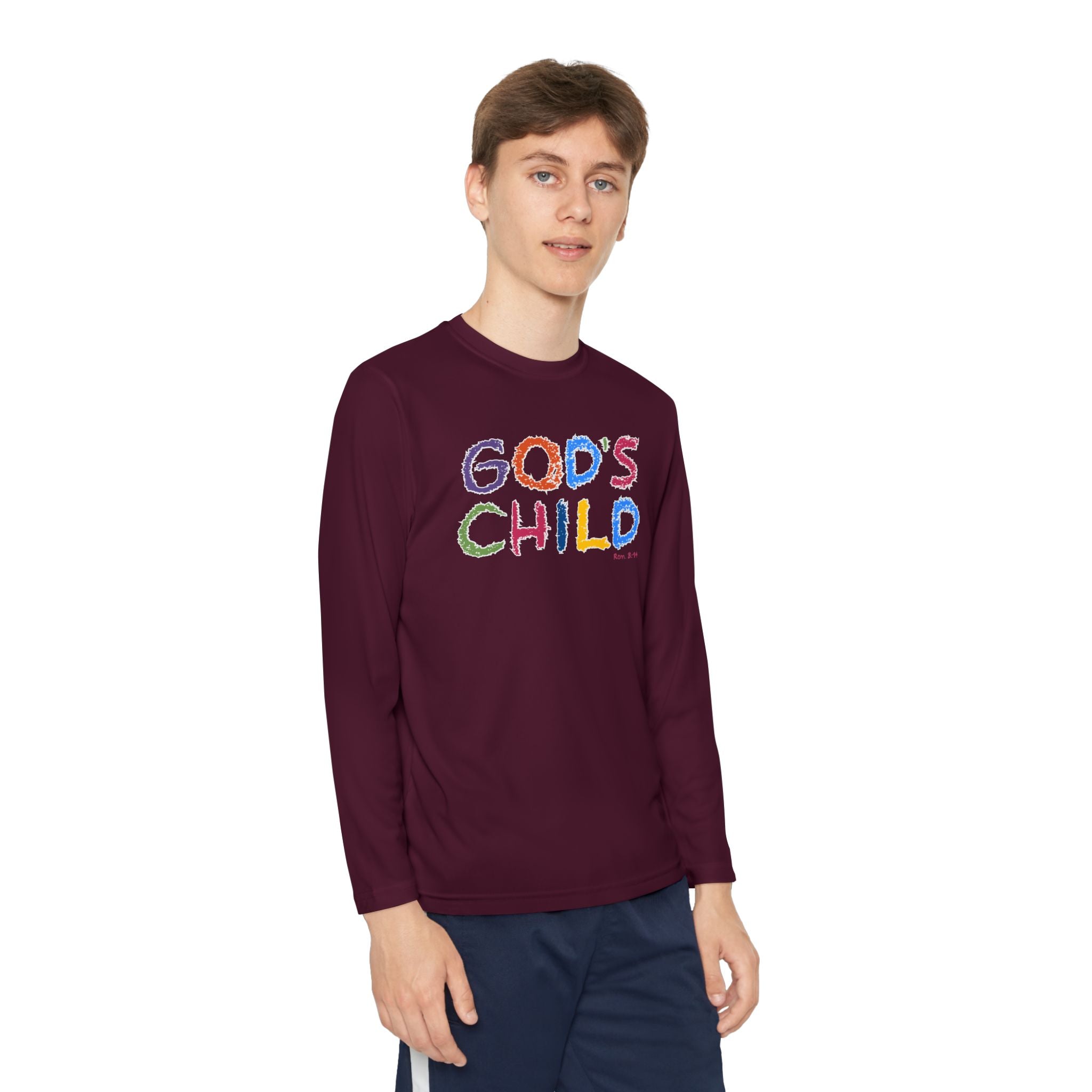 GOD'S CHILD! Collection | Youth Long Sleeve Tee | (Romans 8:14) - Pastel