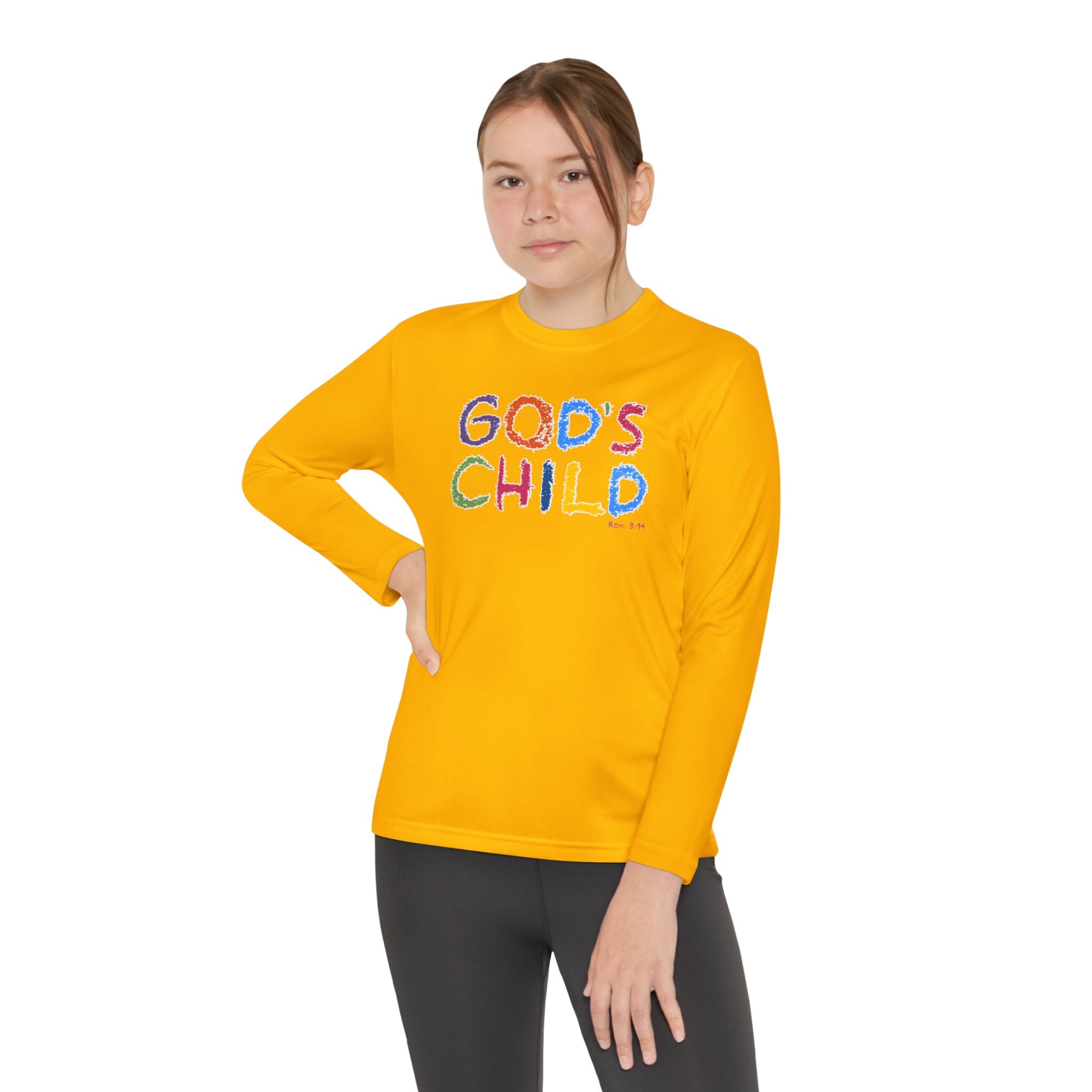 GOD'S CHILD! Collection | Youth Long Sleeve Tee | (Romans 8:14) - Pastel