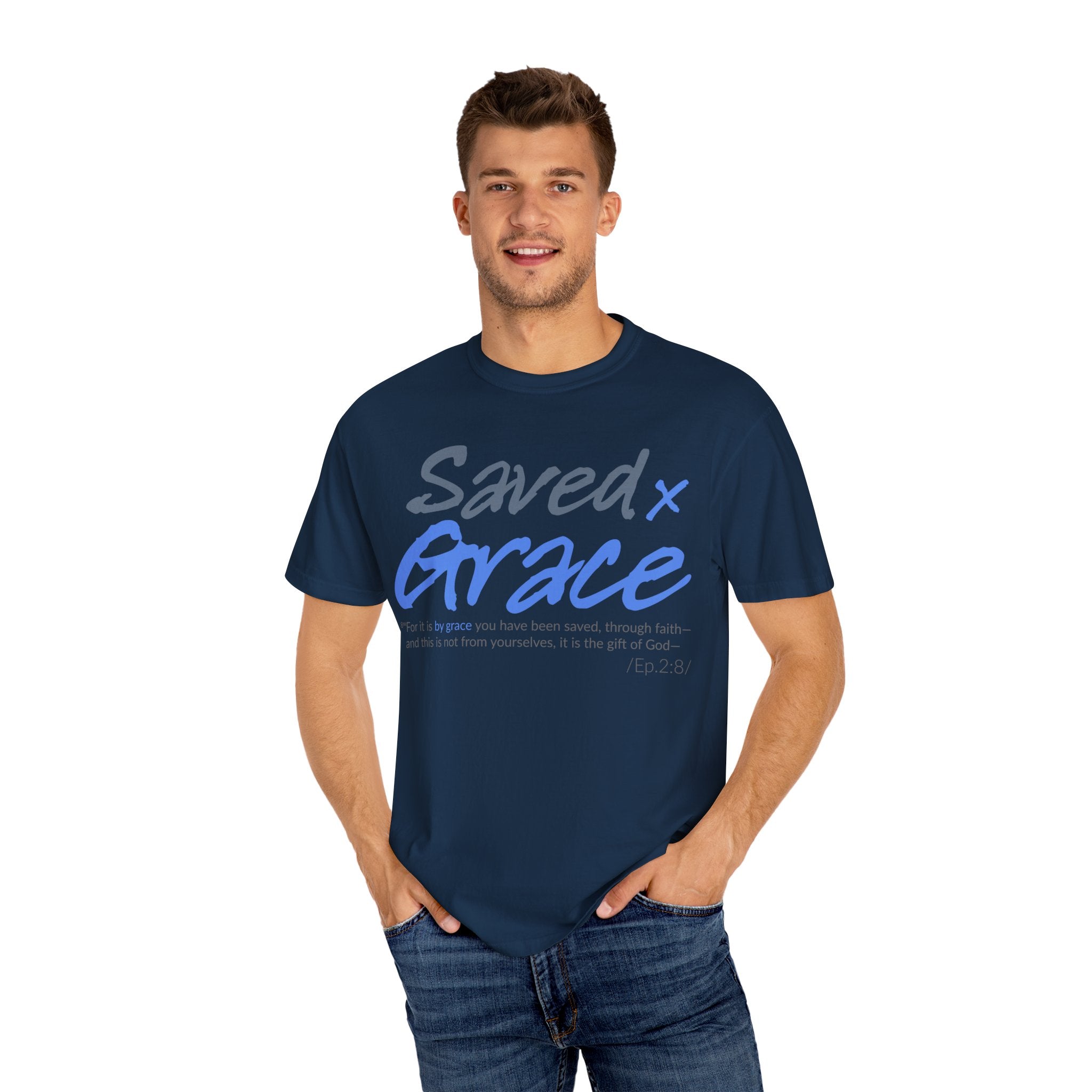 SAVED x GRACE Faithware Collection Unisex T-shirt | (Ephesians 2:8)