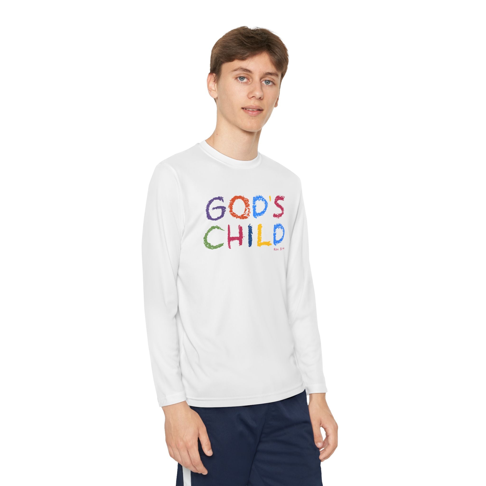GOD'S CHILD! Collection | Youth Long Sleeve Tee | (Romans 8:14) - Pastel