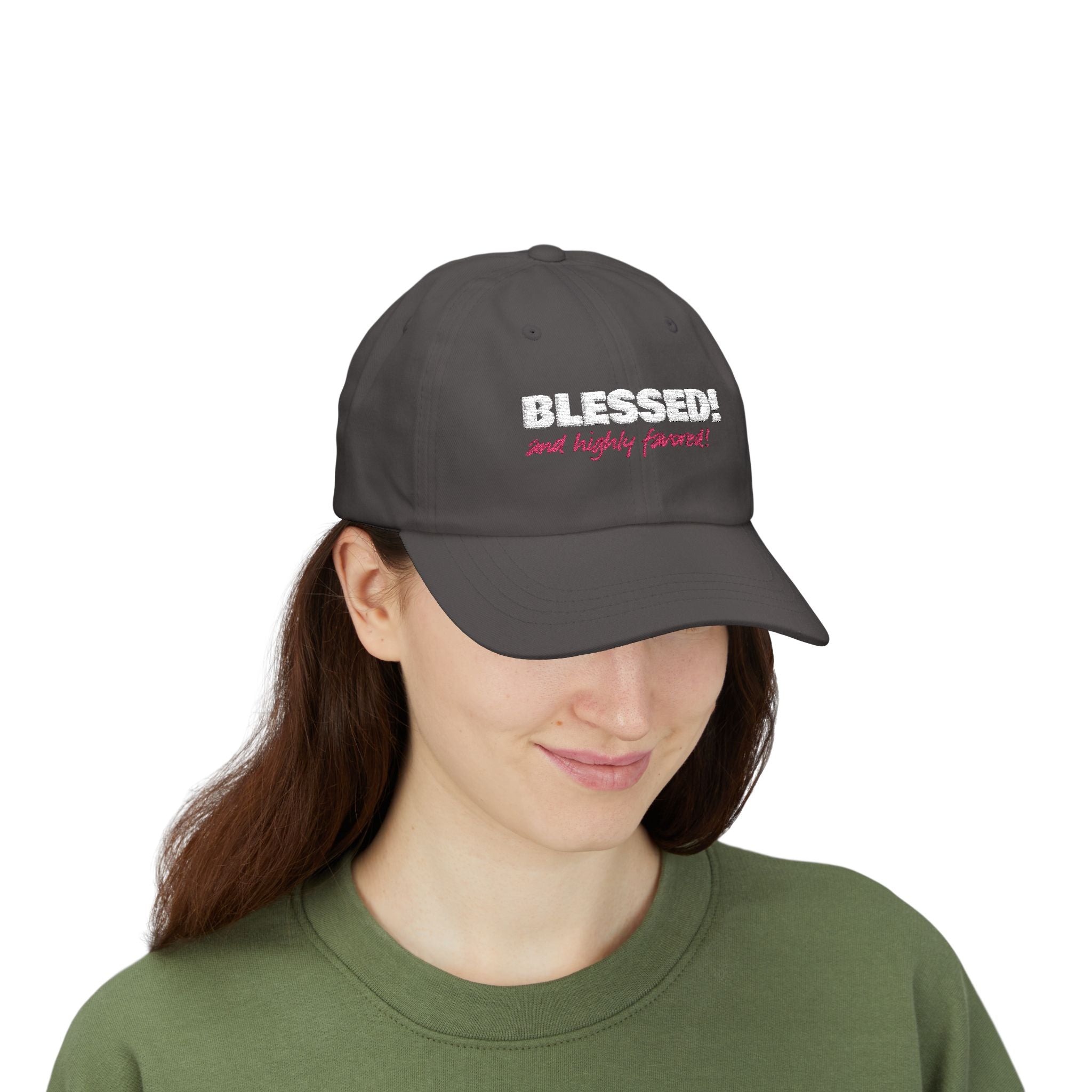 BLESSED! and Highly Favored! Collection Christian Cap for Women | Faith-Based Hat | Luke 1:28 Scripture Hat | Inspirational Women's Headwear