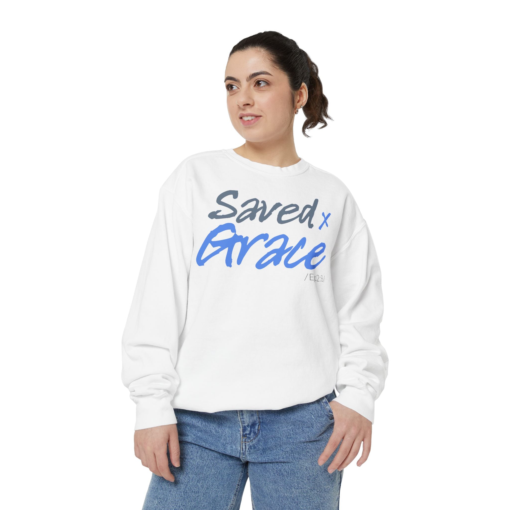 SAVED x GRACE Faithware Collection Unisex Sweatshirt | (Ephesians 2:8)