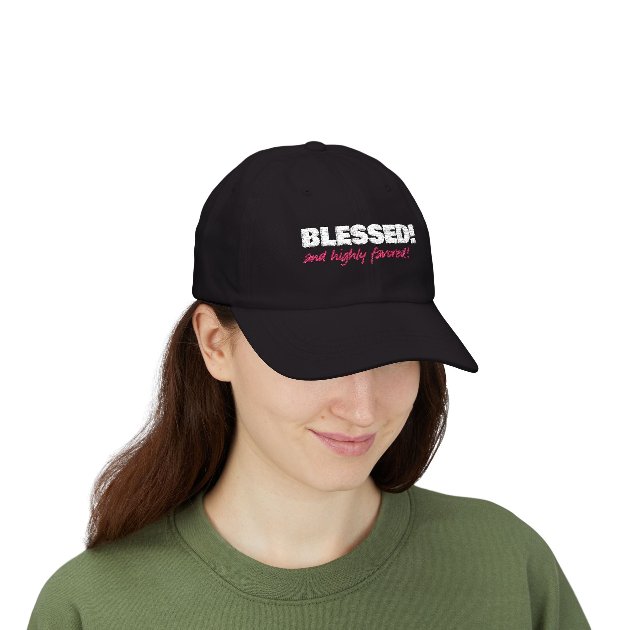 BLESSED! and Highly Favored! Collection Christian Cap for Women | Faith-Based Hat | Luke 1:28 Scripture Hat | Inspirational Women's Headwear