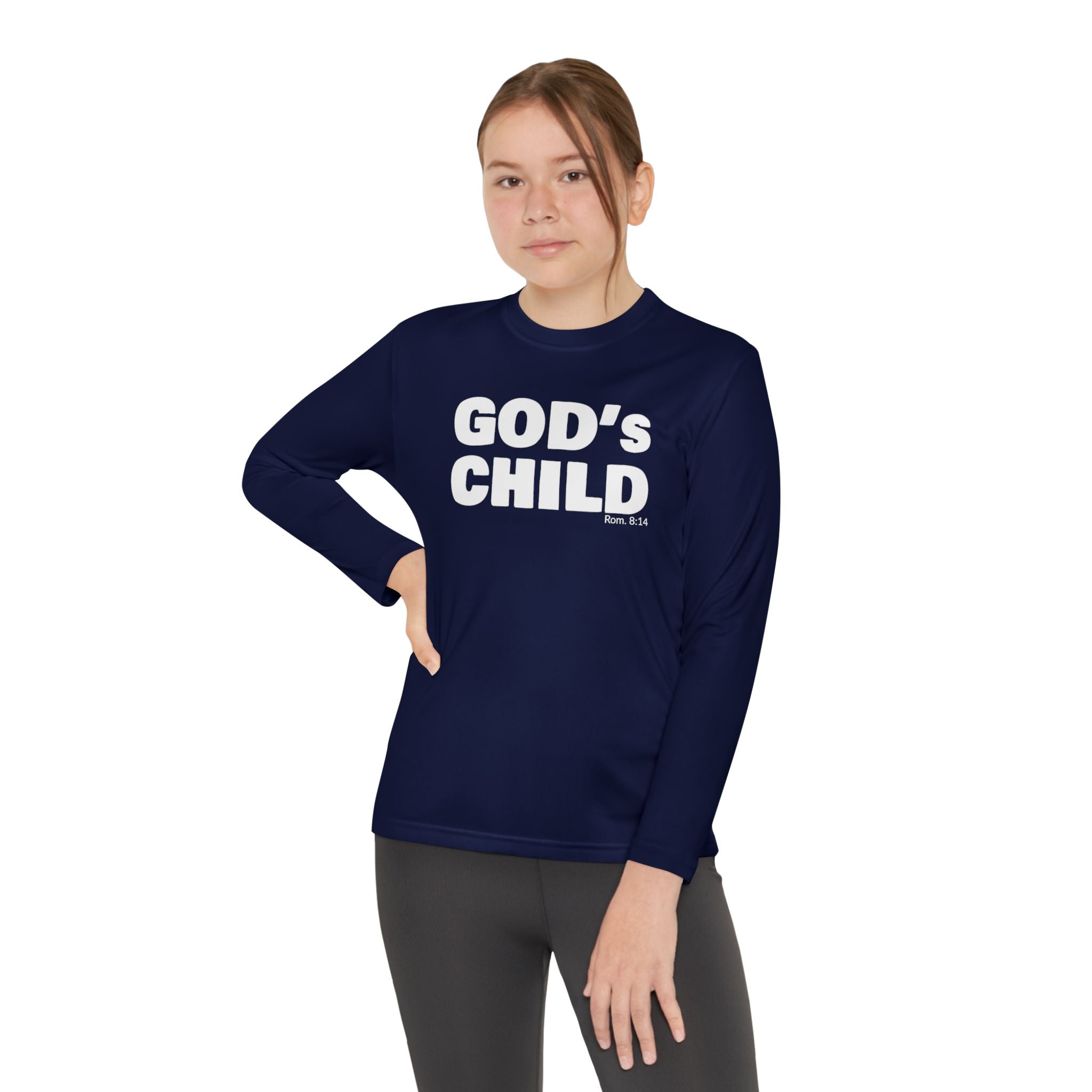 GOD'S CHILD! Collection Youth Long Sleeve Tee | (Romans 8:14)
