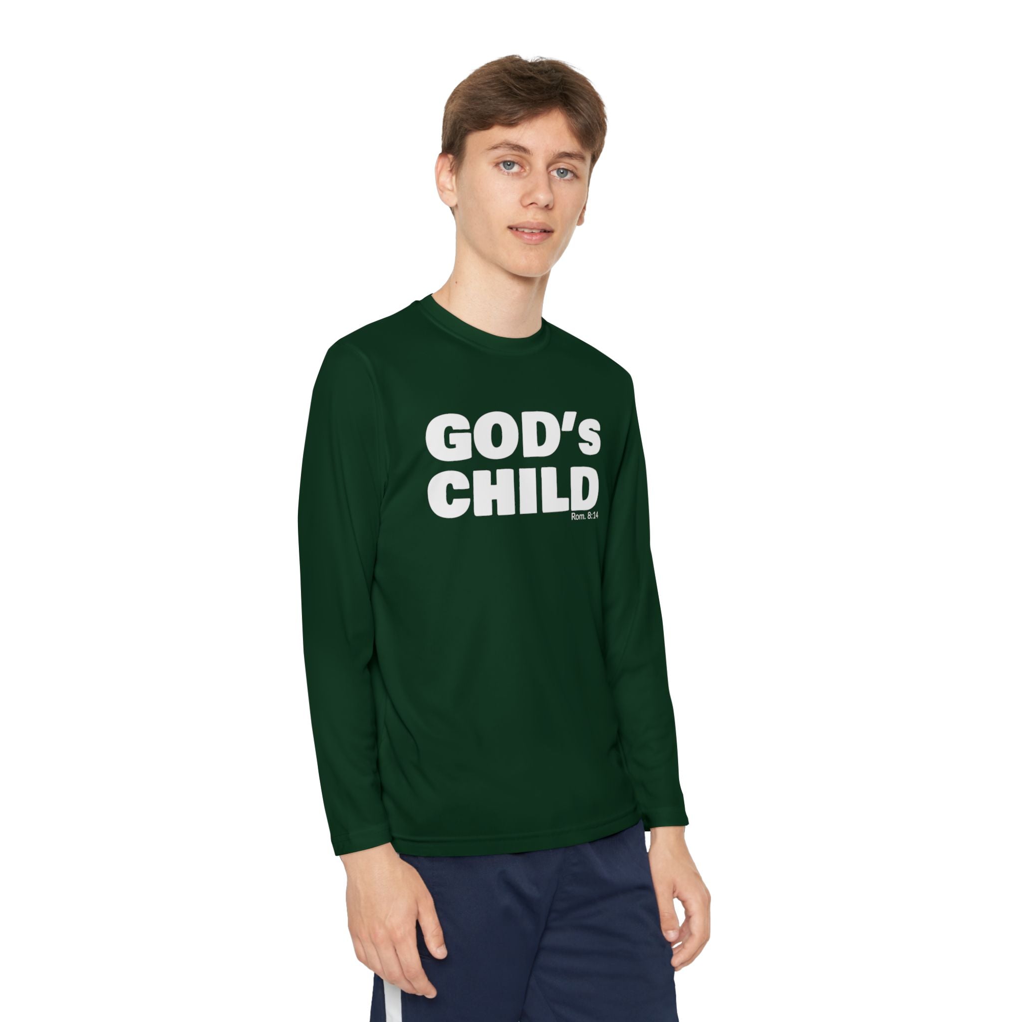 GOD'S CHILD! Collection Youth Long Sleeve Tee | (Romans 8:14)