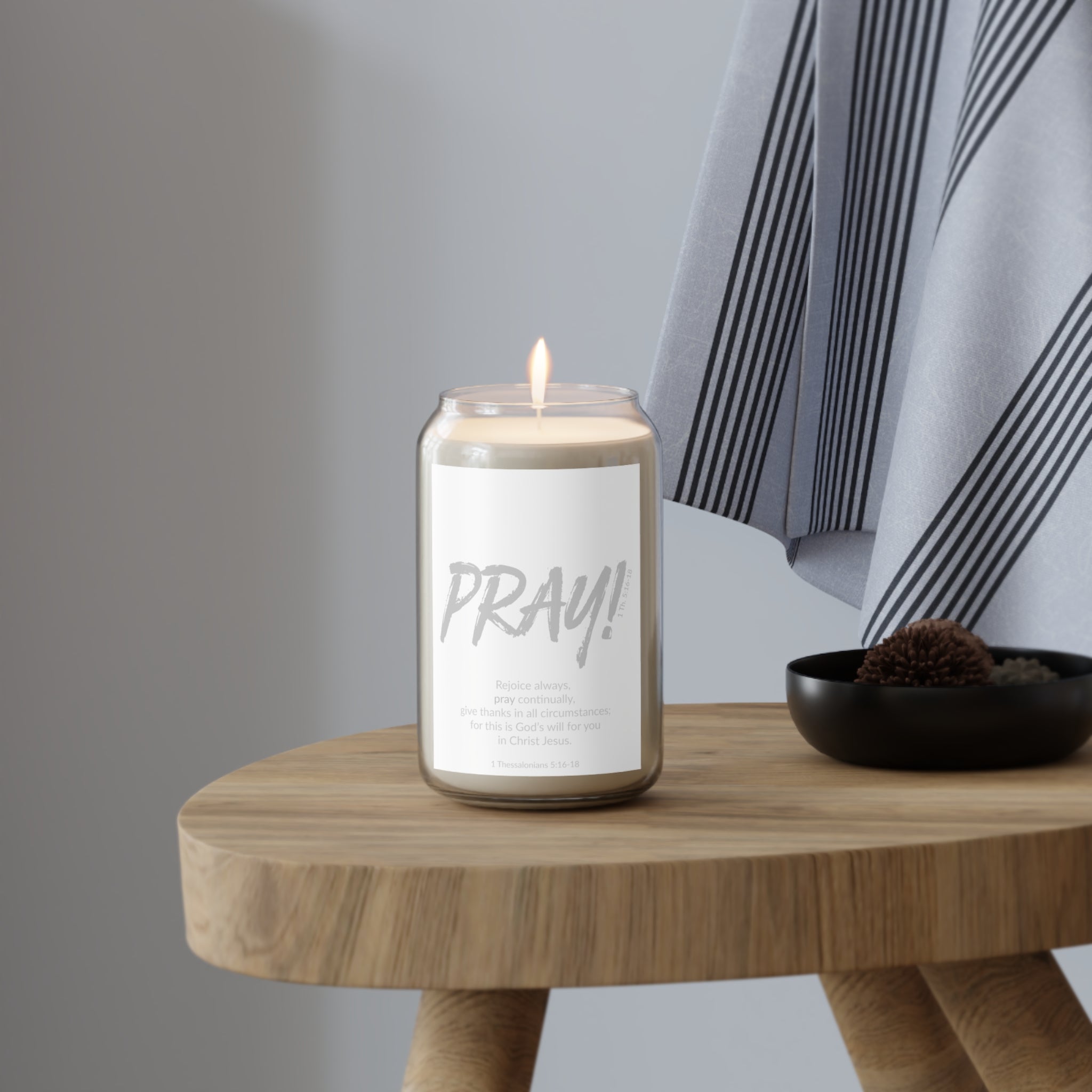 PRAY!  Faithware Collection | Scented Prayer Candle - 13.75oz |  (1 Thessalonians 5:16-18)  - Perfect for Mindfulness and Prayer