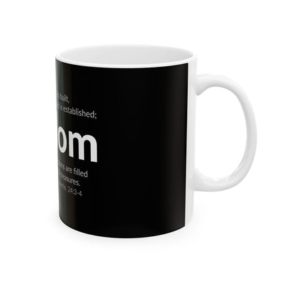 WISDOM | Faithware Collection – Ceramic Mug | Proverbs 24:3- (black)
