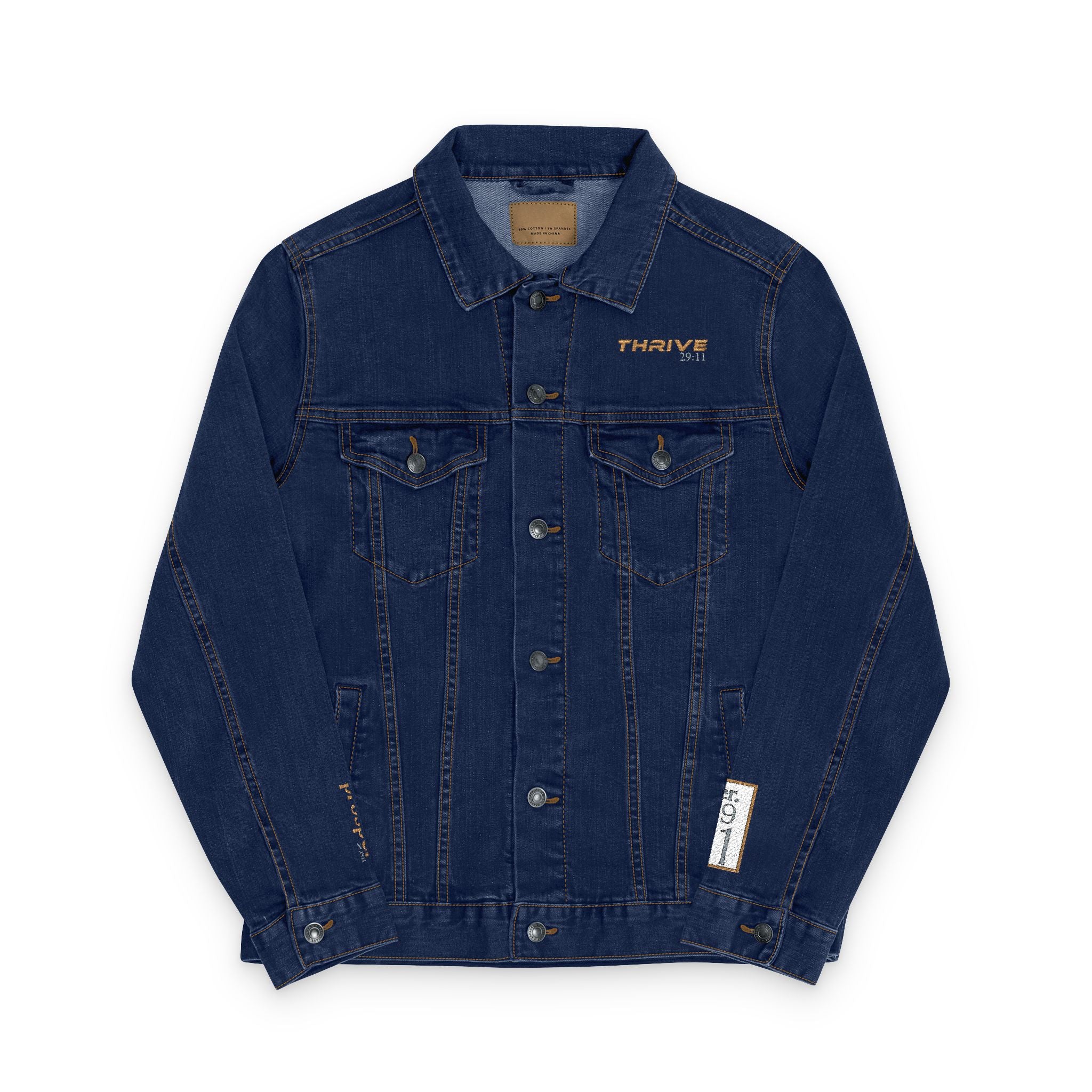 The THRIVE 29:11 Collection Unisex Embroidered Denim Jacket | (Jeremiah 29:11)