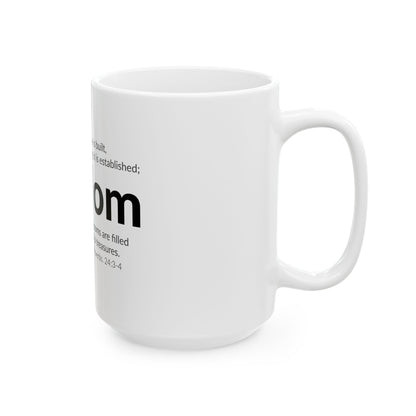 WISDOM | Faithware Collection – Ceramic Mug | Proverbs 24:3- (white)