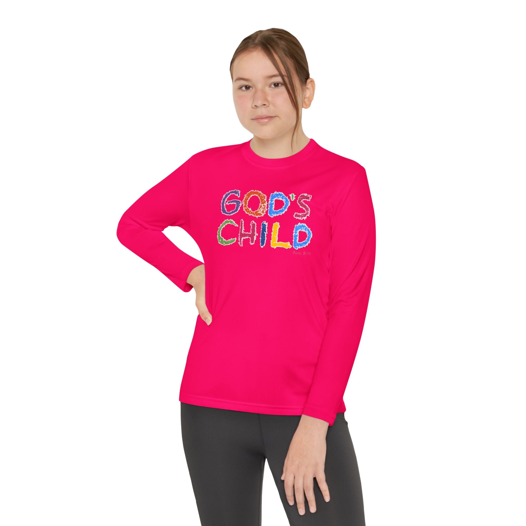 GOD'S CHILD! Collection | Youth Long Sleeve Tee  | (Romans 8:14) - Pastel