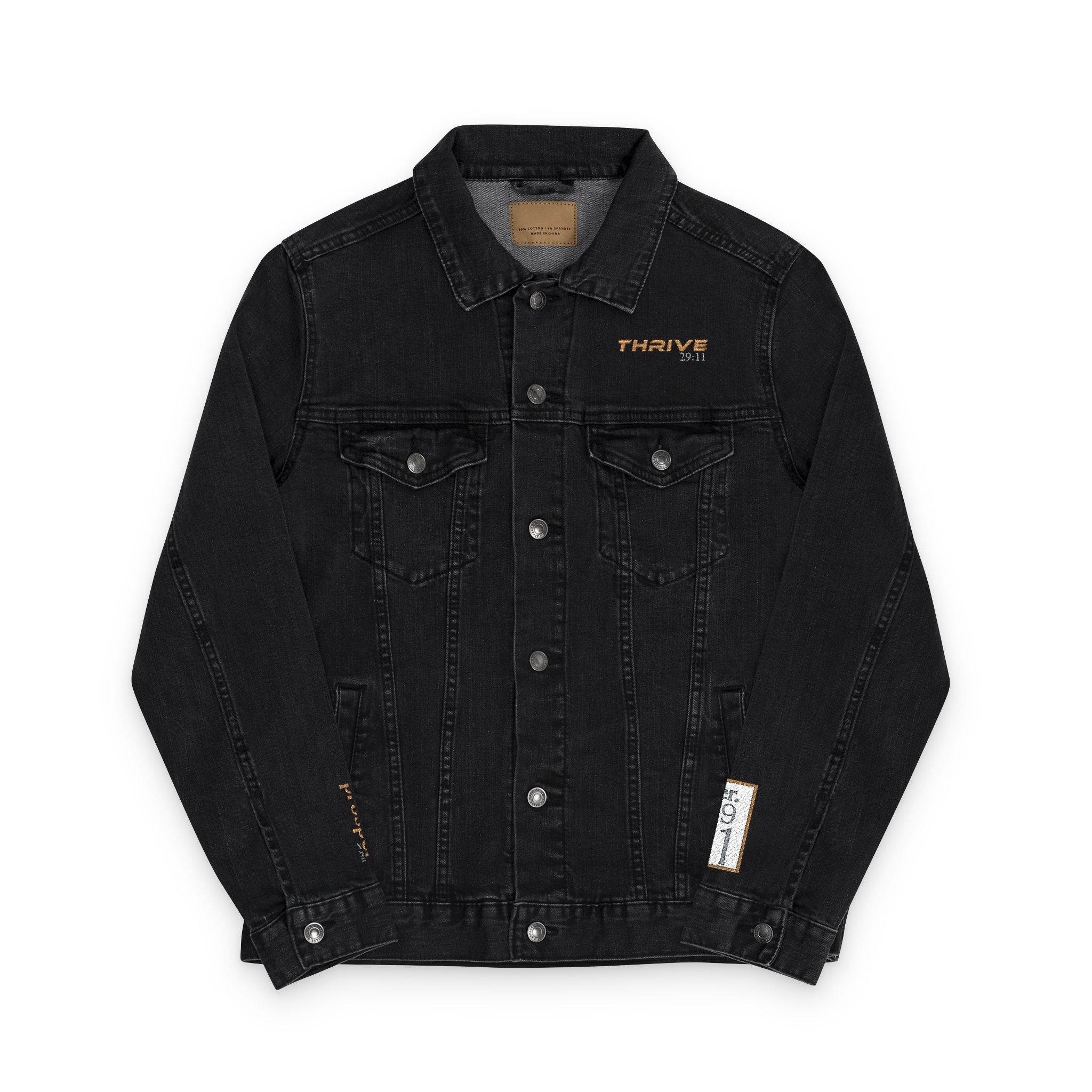 The THRIVE 29:11 Collection Unisex Embroidered Denim Jacket | (Jeremiah 29:11)