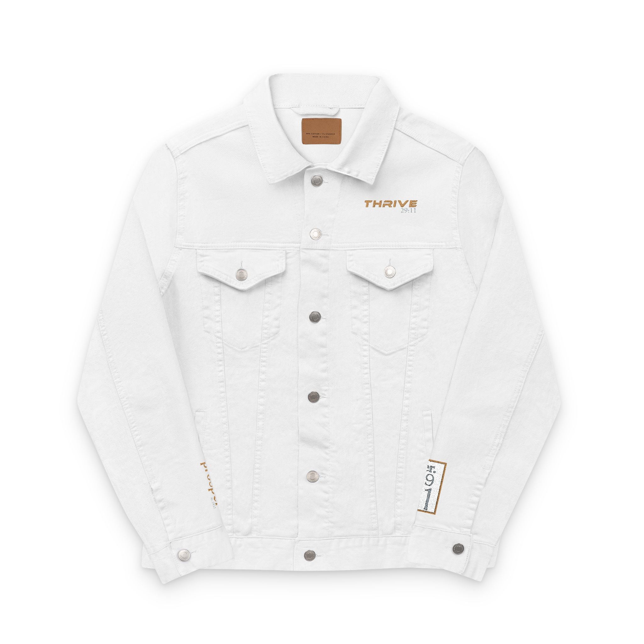 The THRIVE 29:11 Collection Unisex Embroidered Denim Jacket | (Jeremiah 29:11)