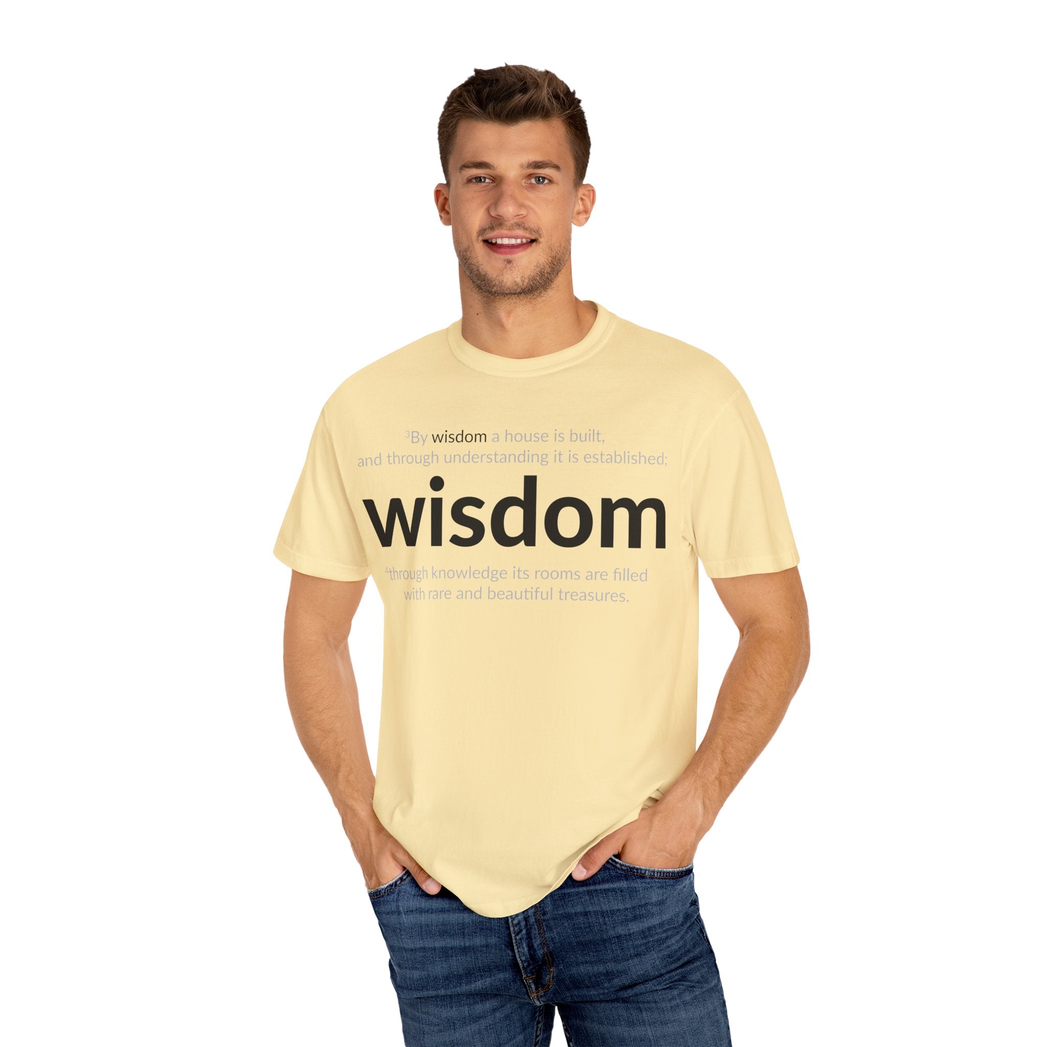 WISDOM! Inspiration Verses unisex t-shirt, Proverbs 24:3-4, Knowledge, Rare Treasures, Comfort Tee, Biblical Shirt