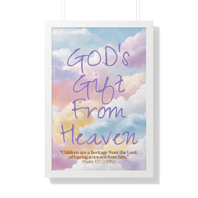 GOD'S Gift From Heaven Framed Nursery Art | James 1:17