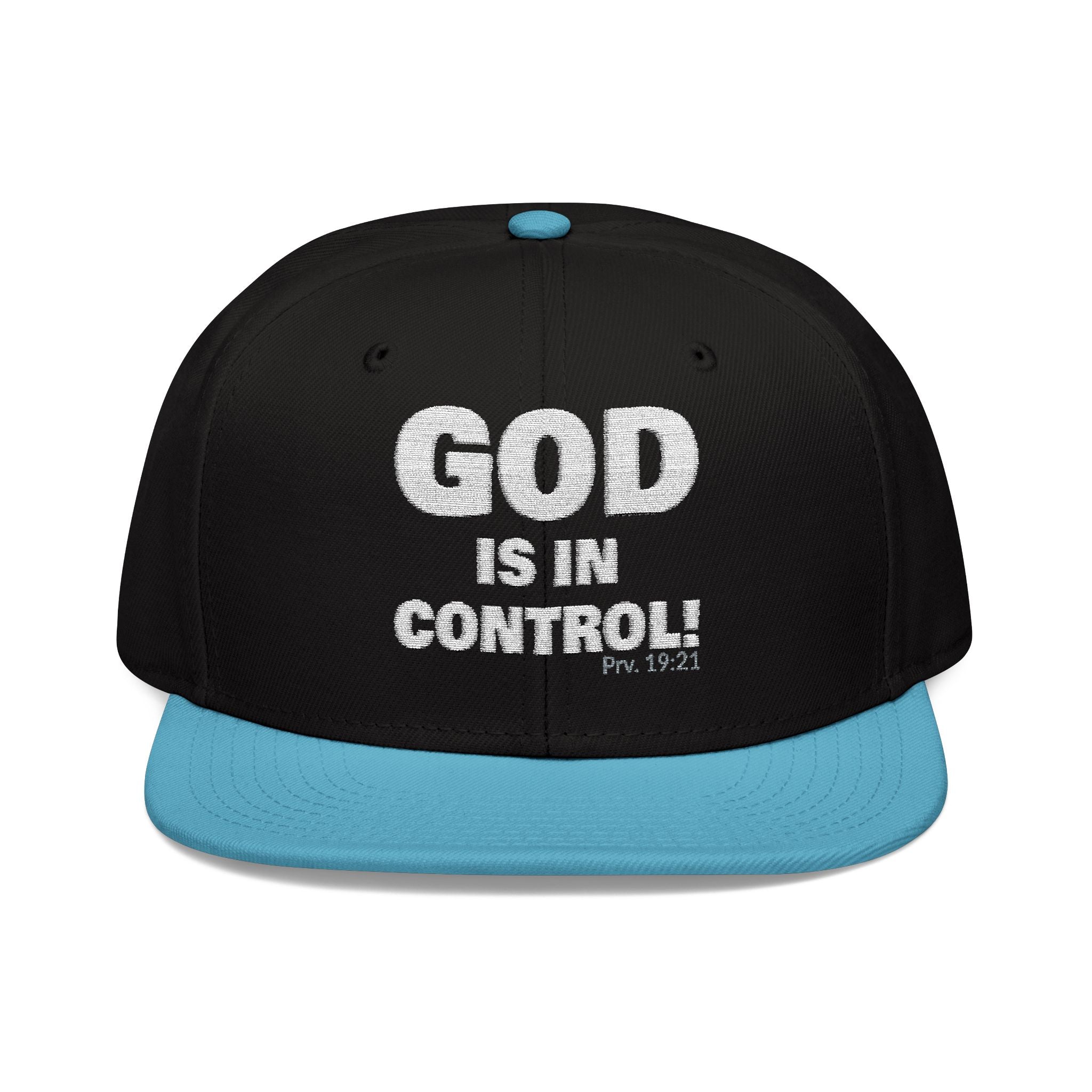 GOD IS IN CONTROL! | Embroidered Snapback Cap - (Proverbs 19:21)