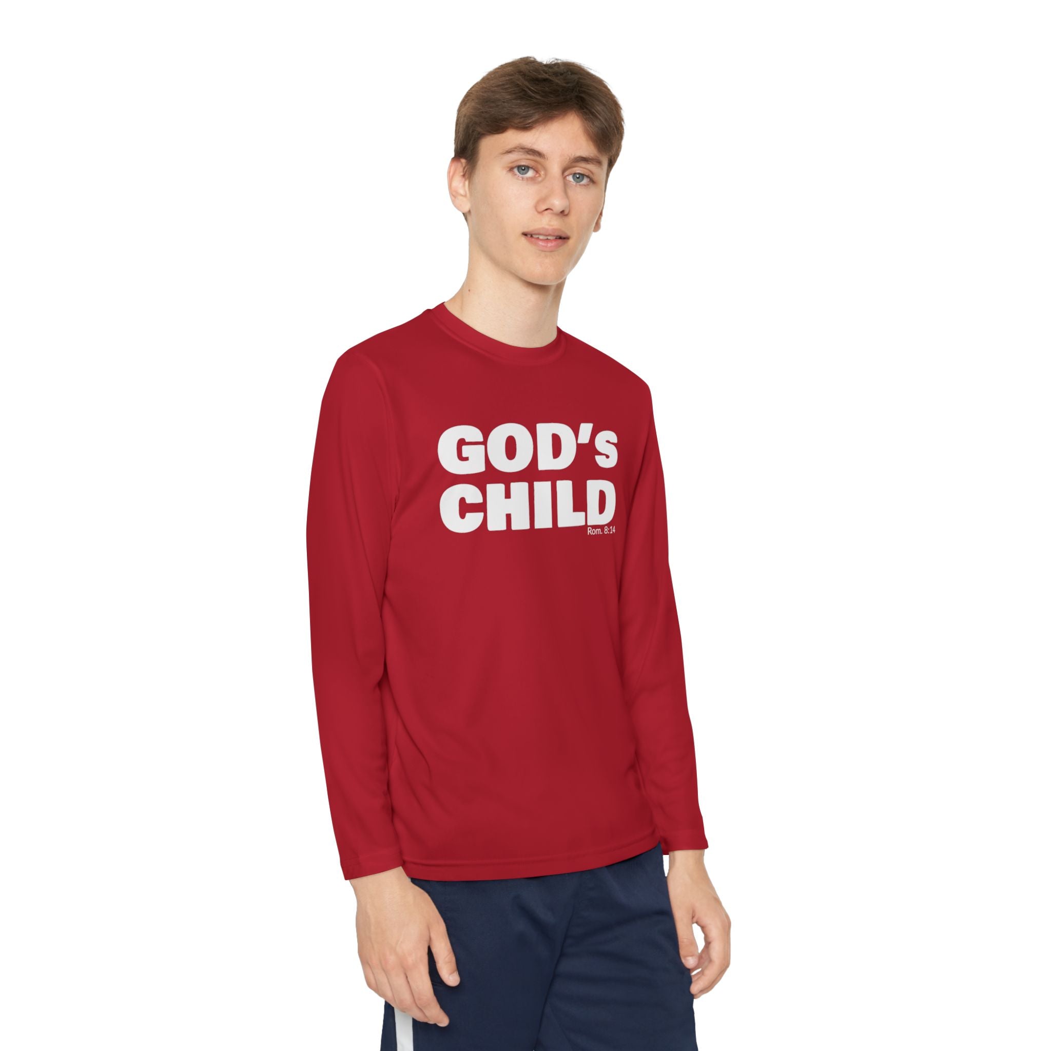 GOD'S CHILD! Collection Youth Long Sleeve Tee | (Romans 8:14)
