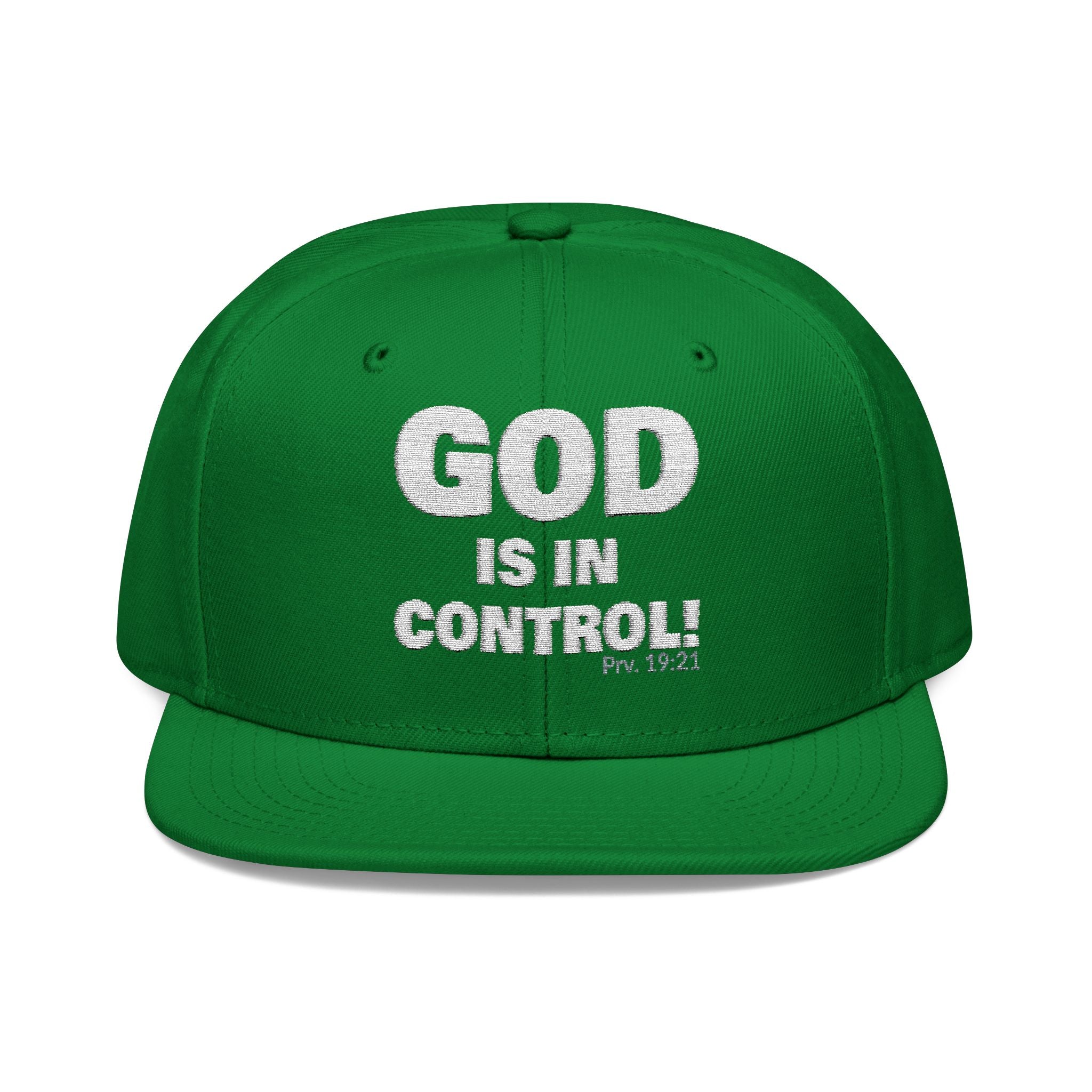 GOD IS IN CONTROL! | Embroidered Snapback Cap - (Proverbs 19:21)