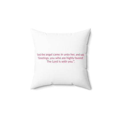 BLESSED! And Highly Favored Collection | Square Pillow | (Luke 1:28) - white