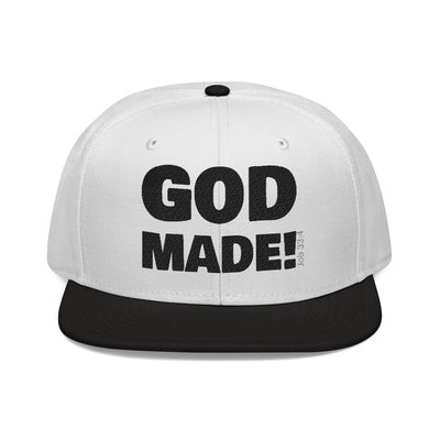 'GOD MADE!' | Embroidered Snapback Cap - (Job 33:4)- black