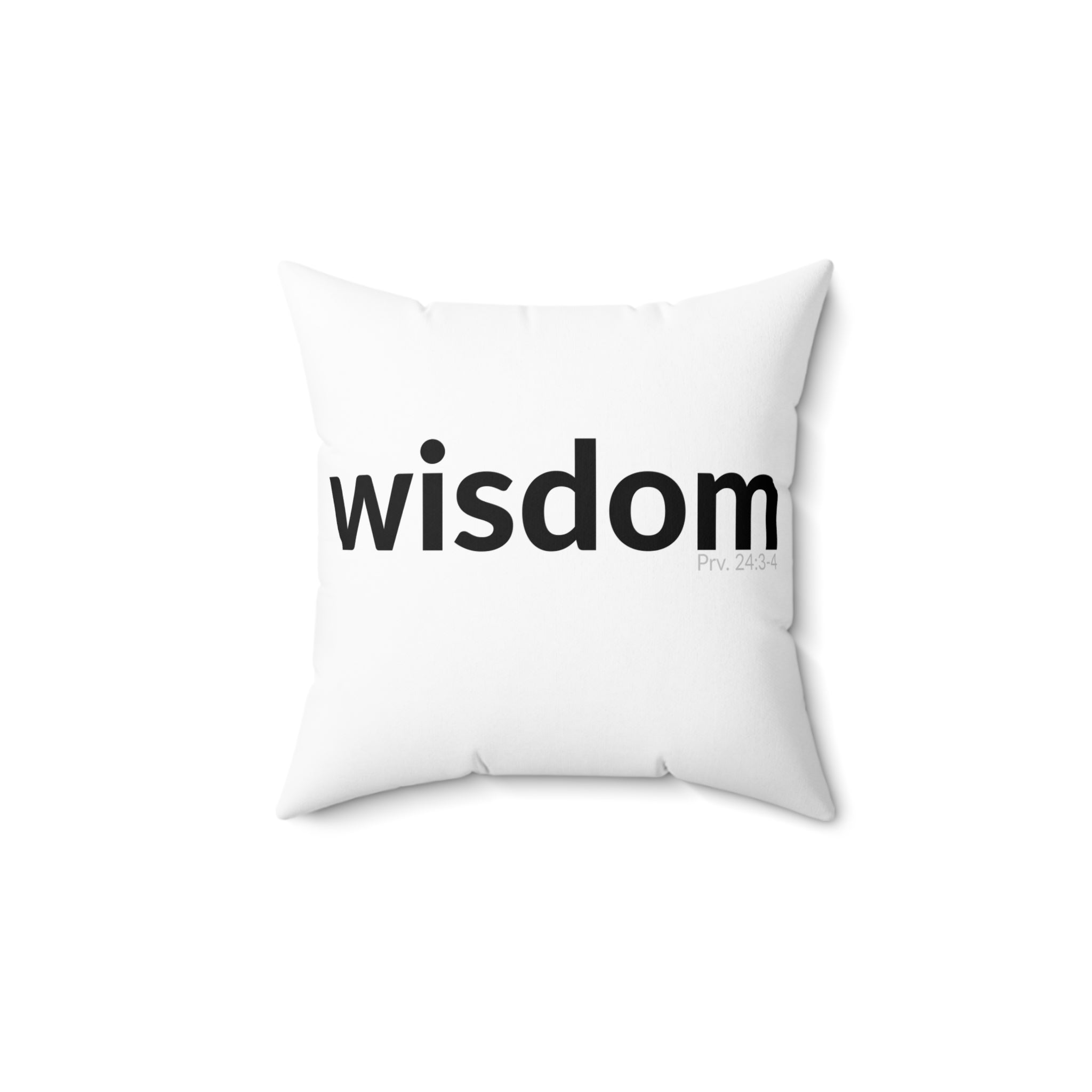 WISDOM! Collection | Square Pillow | (Proverbs 24:3-4) - white