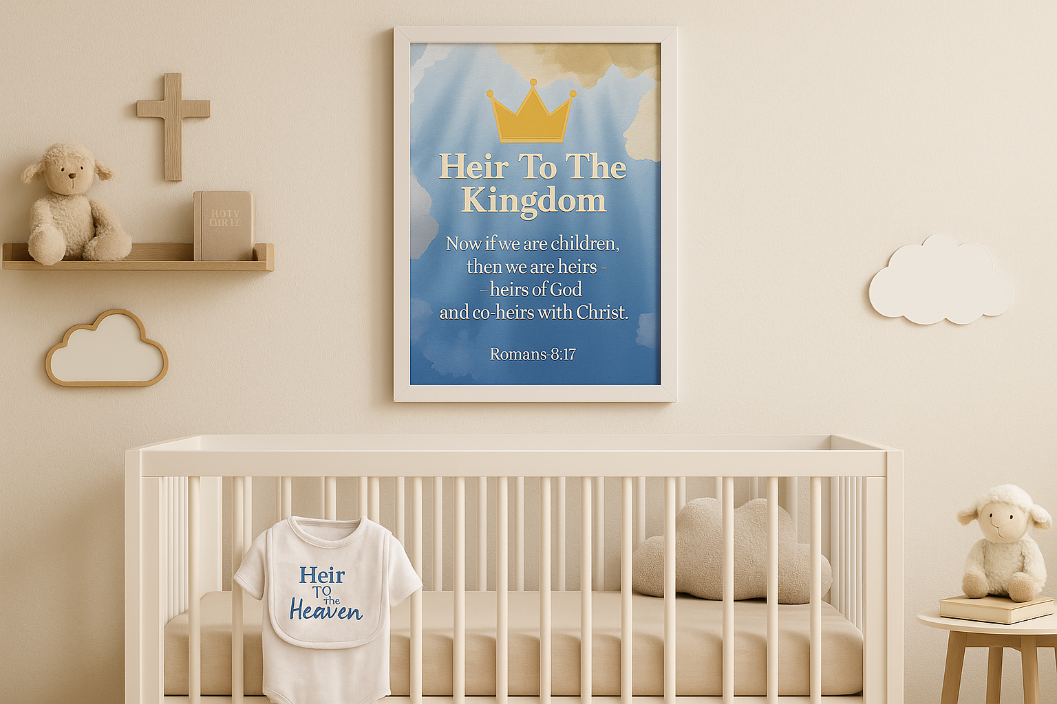 Heir to the Kingdom | Framed Inspirational Poster | Roman 12:8 - Christian Wall Art, Home Decor, Uplifting Gift, Religious Poster